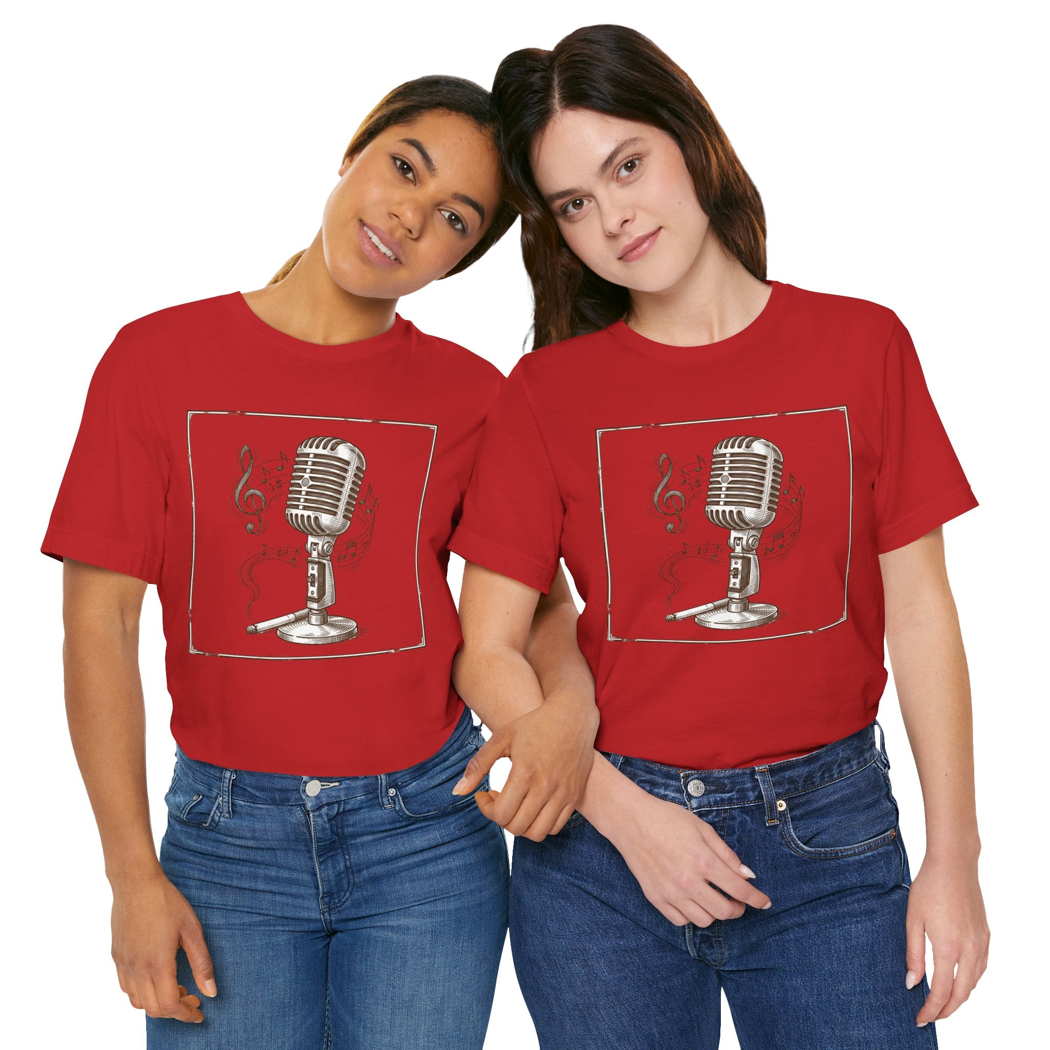 Vintage Microphone Music T‑Shirt – Retro Mic & Treble Clef Graphic Tee