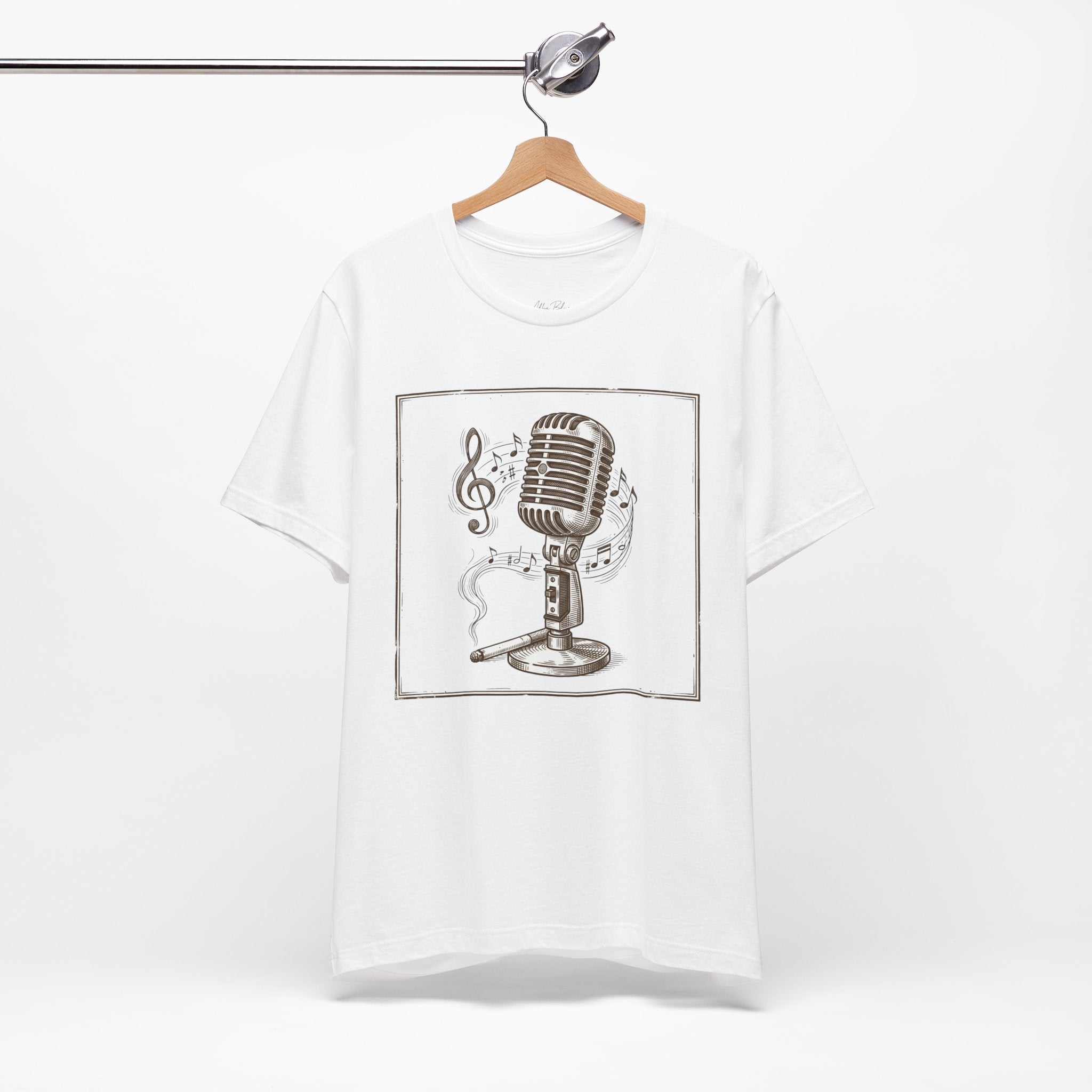 Vintage Microphone Music T‑Shirt – Retro Mic & Treble Clef Graphic Tee