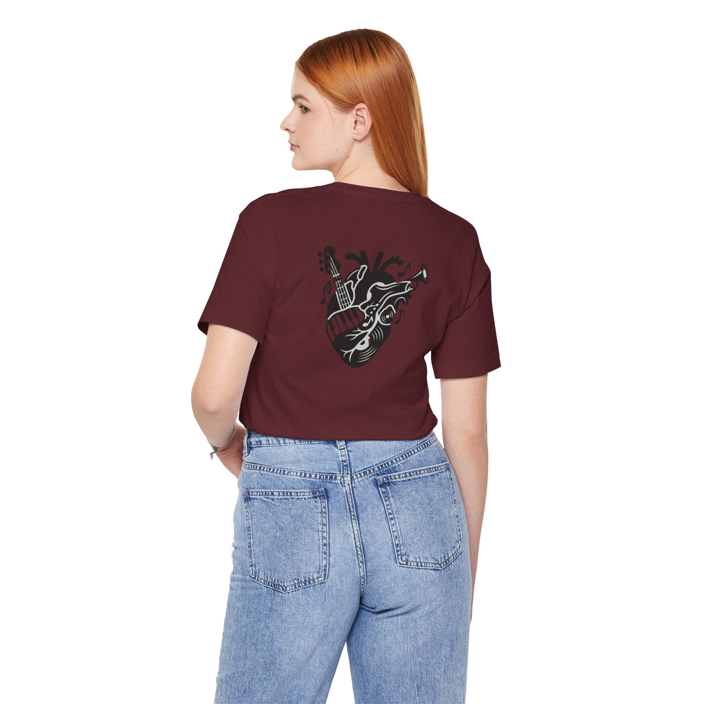 Music Heart Graphic Tee — Anatomical Heart with Instruments T-Shirt