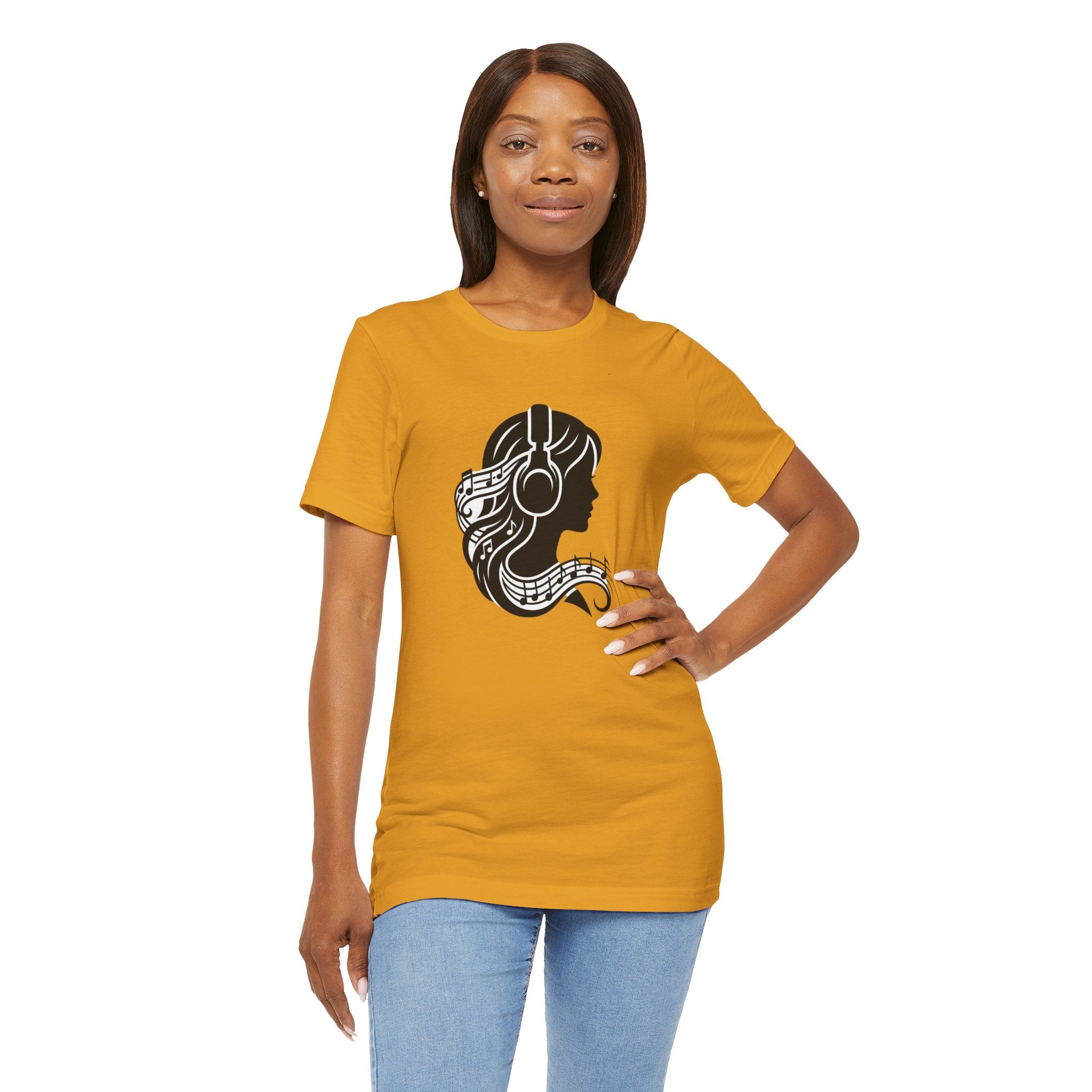 Music Lover Tee — Headphones & Musical Notes Silhouette