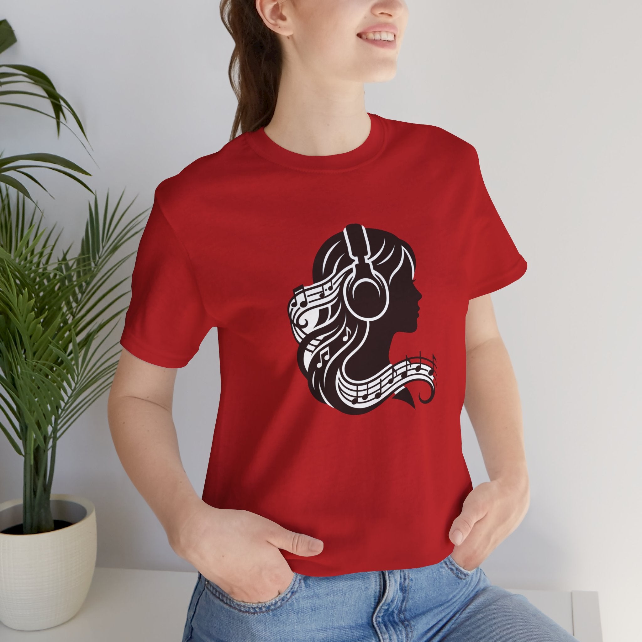 Music Lover Tee — Headphones & Musical Notes Silhouette