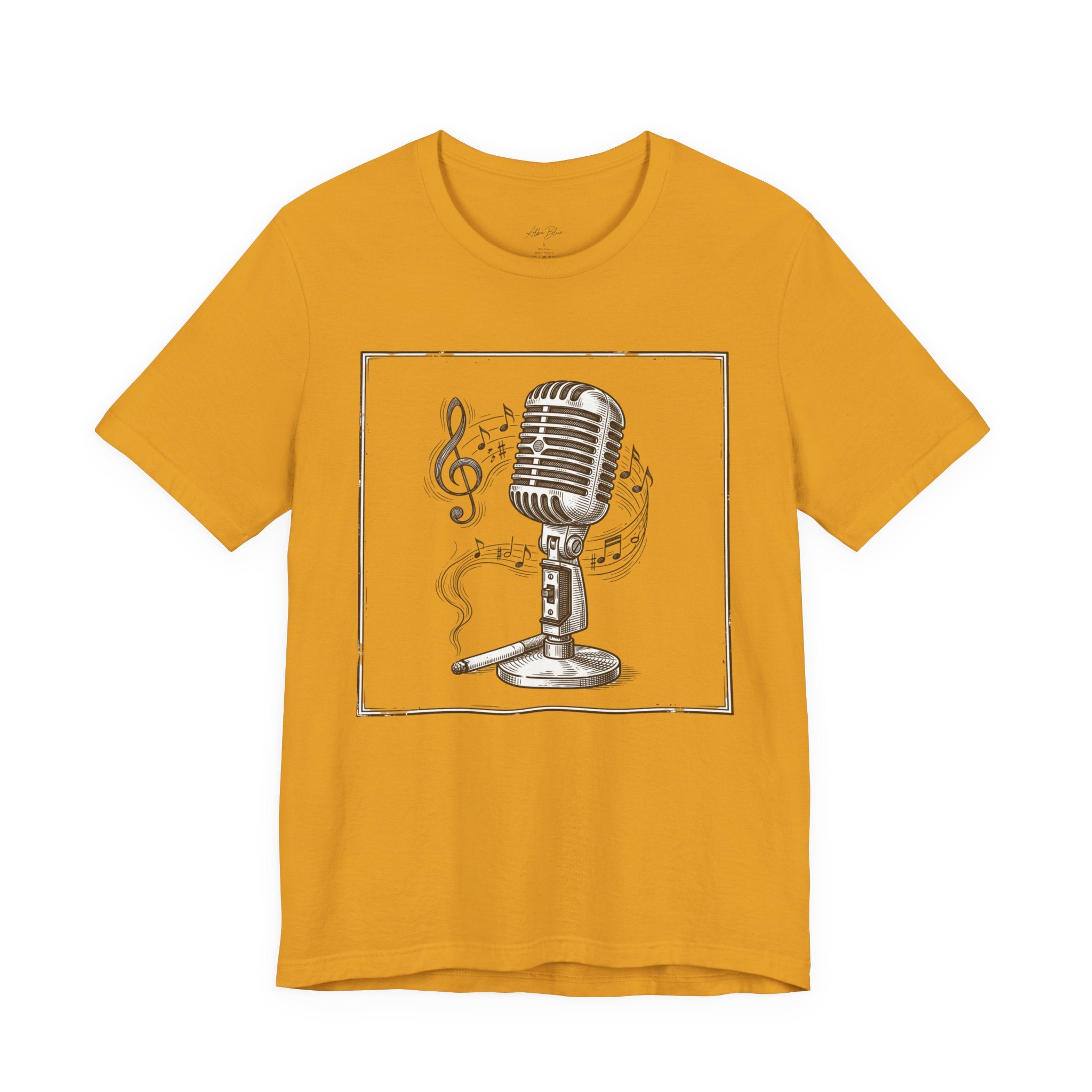 Vintage Microphone Music T‑Shirt – Retro Mic & Treble Clef Graphic Tee