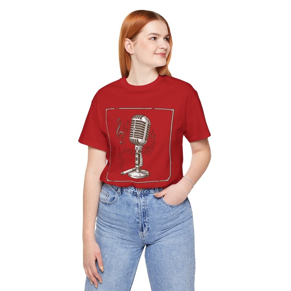 Vintage Microphone Music T‑Shirt – Retro Mic & Treble Clef Graphic Tee