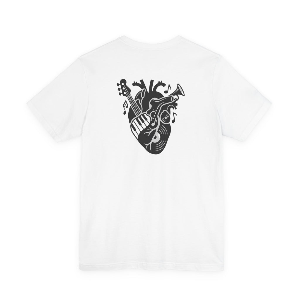 Music Heart Graphic Tee — Anatomical Heart with Instruments T-Shirt