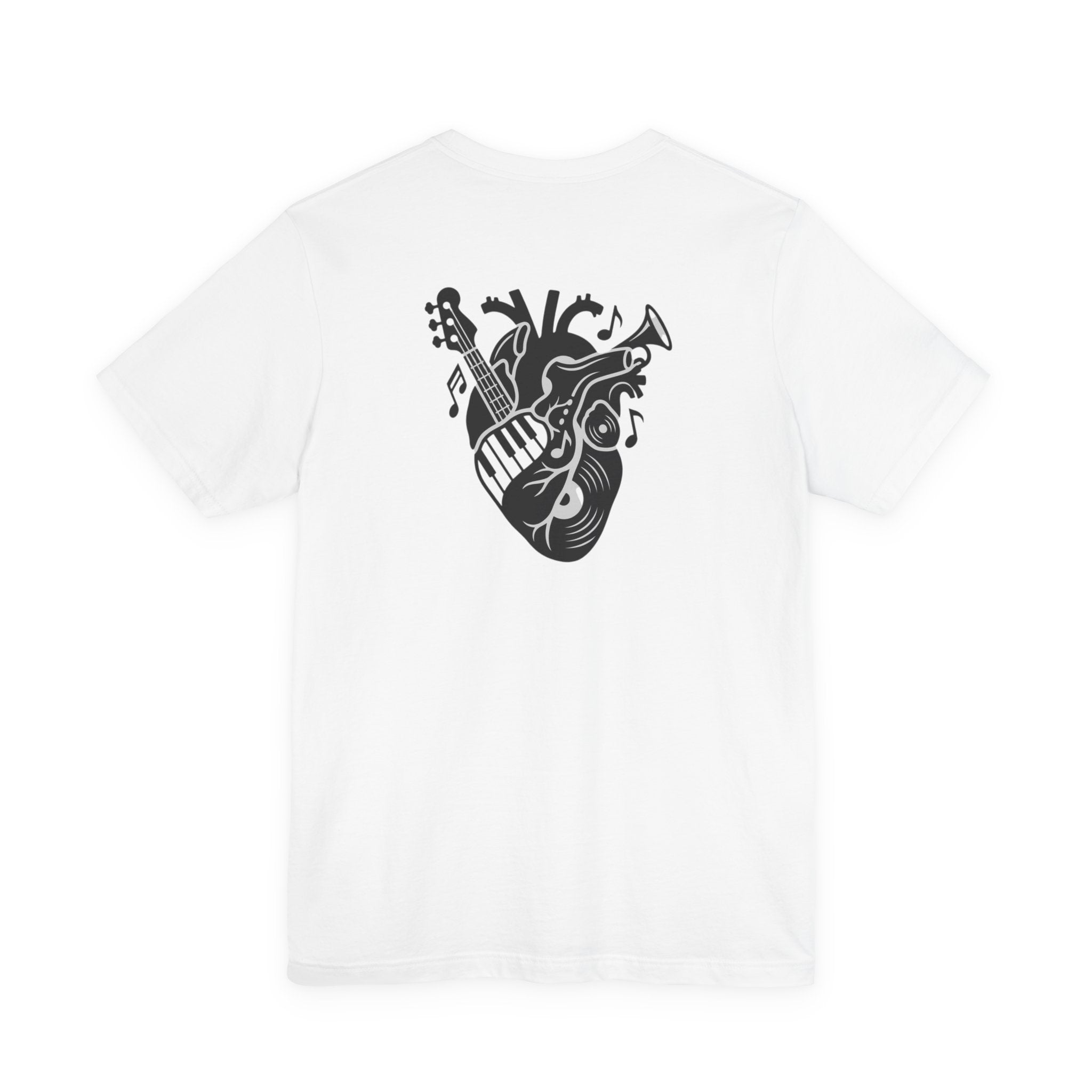 Music Heart Graphic Tee — Anatomical Heart with Instruments T-Shirt