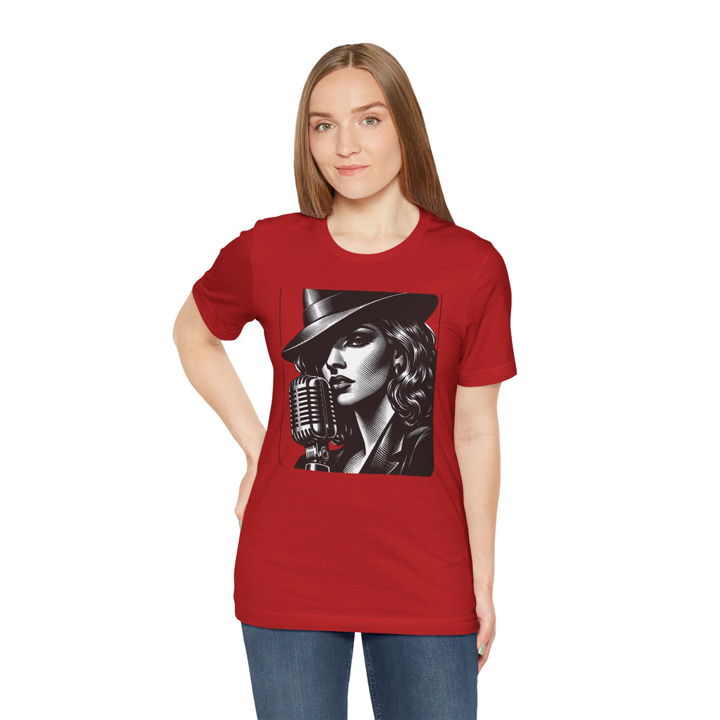 Vintage Jazz Singer T‑Shirt — Retro Microphone Noir Tee