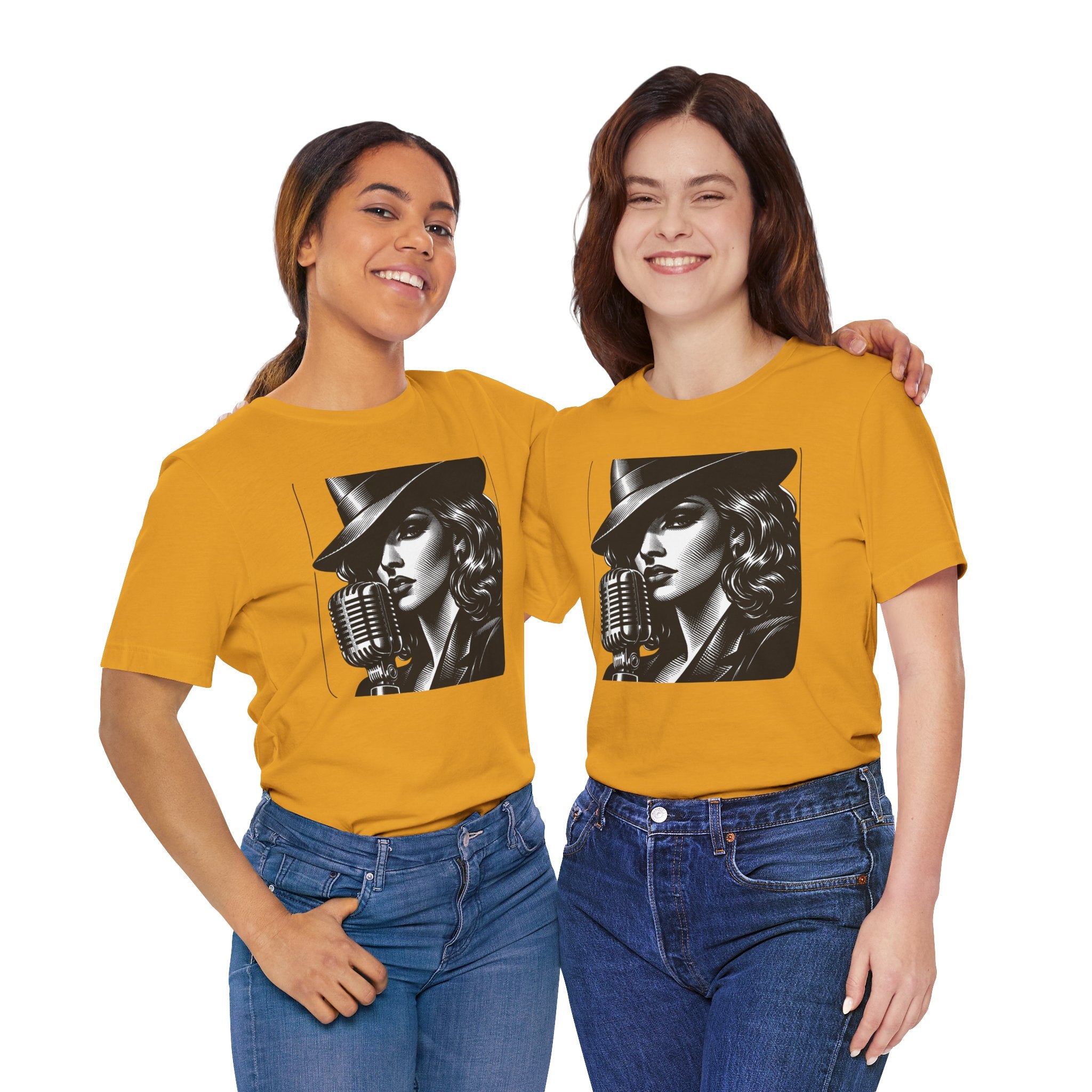 Vintage Jazz Singer T‑Shirt — Retro Microphone Noir Tee