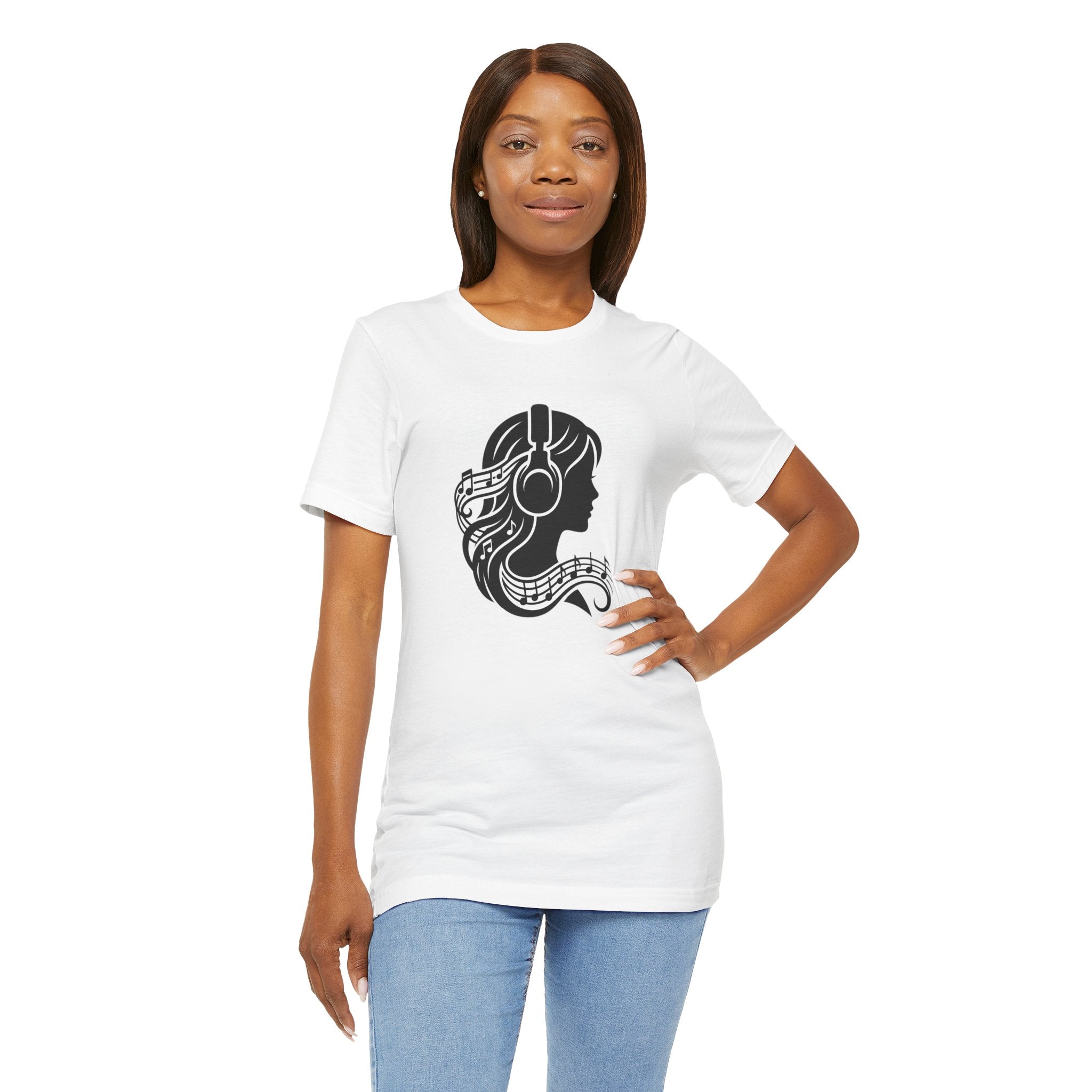 Music Lover Tee — Headphones & Musical Notes Silhouette