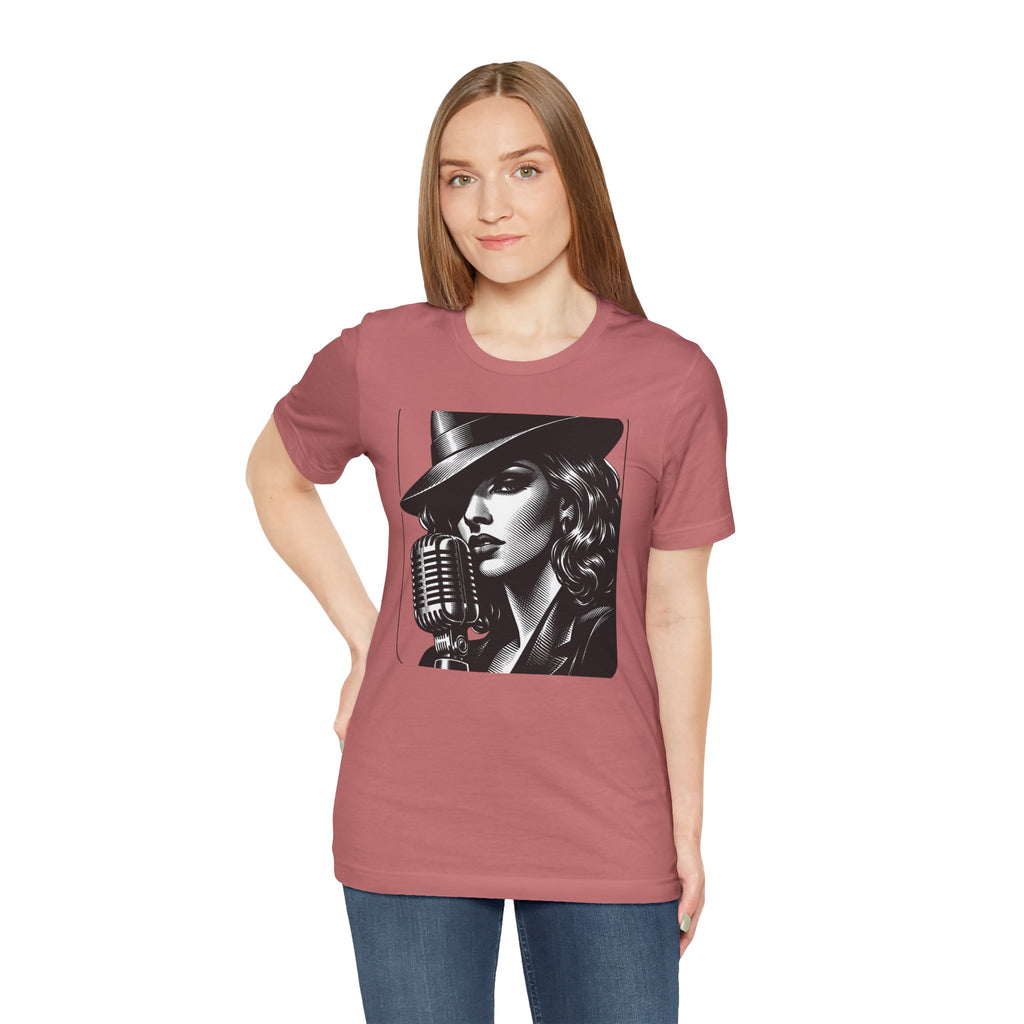 Vintage Jazz Singer T‑Shirt — Retro Microphone Noir Tee