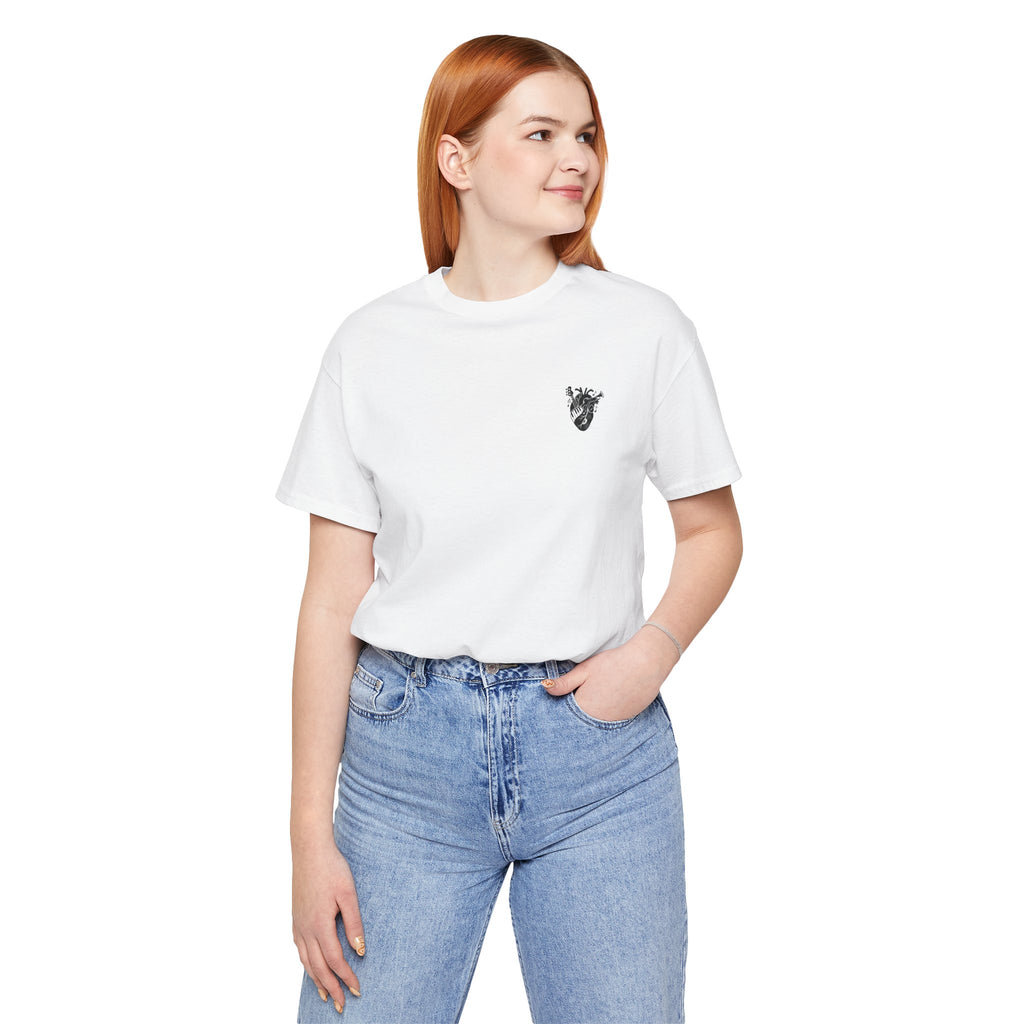 Music Heart Graphic Tee — Anatomical Heart with Instruments T-Shirt