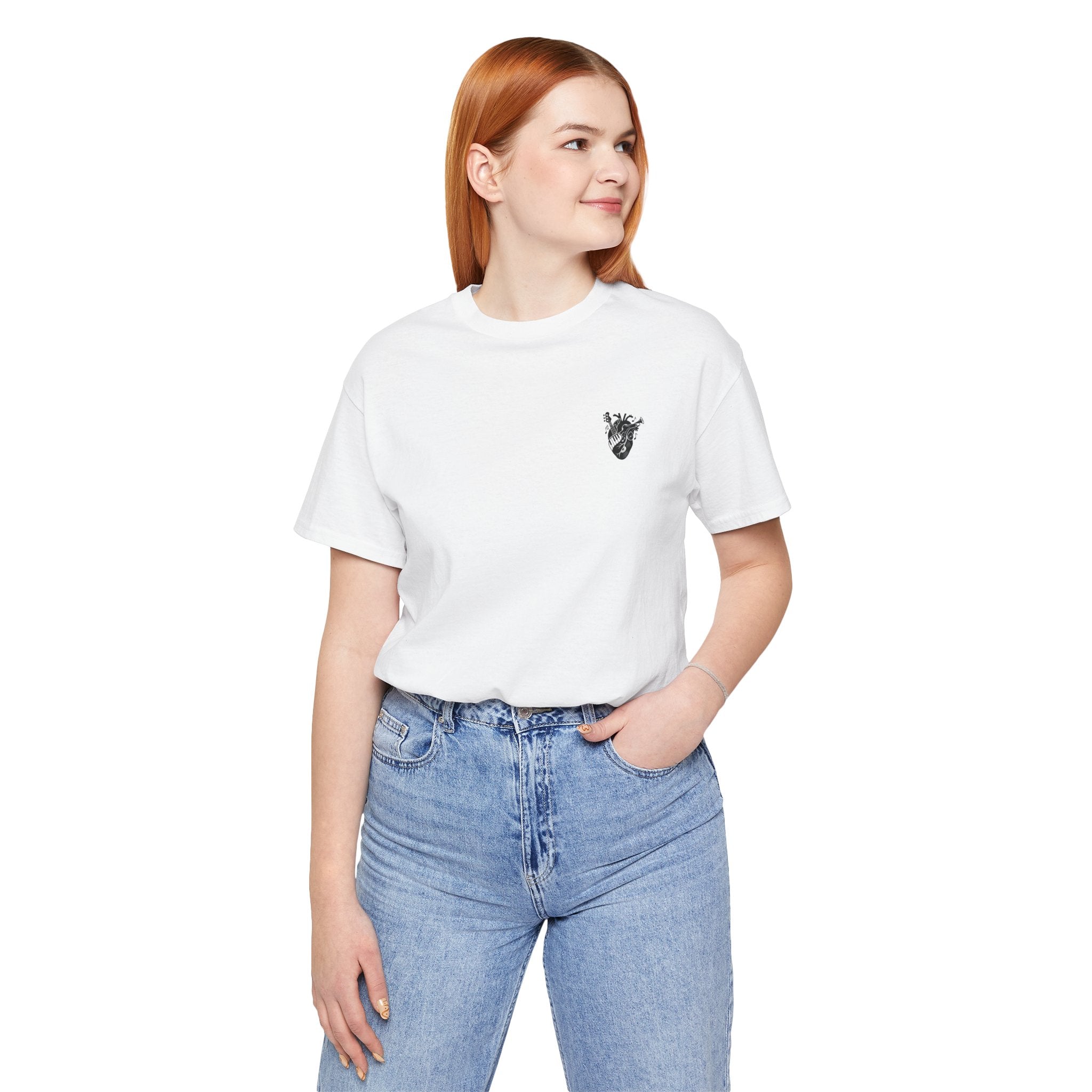 Music Heart Graphic Tee — Anatomical Heart with Instruments T-Shirt