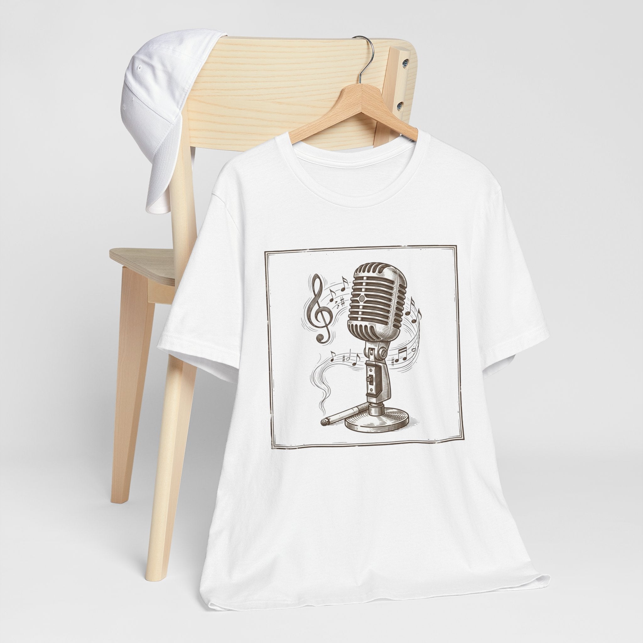 Vintage Microphone Music T‑Shirt – Retro Mic & Treble Clef Graphic Tee