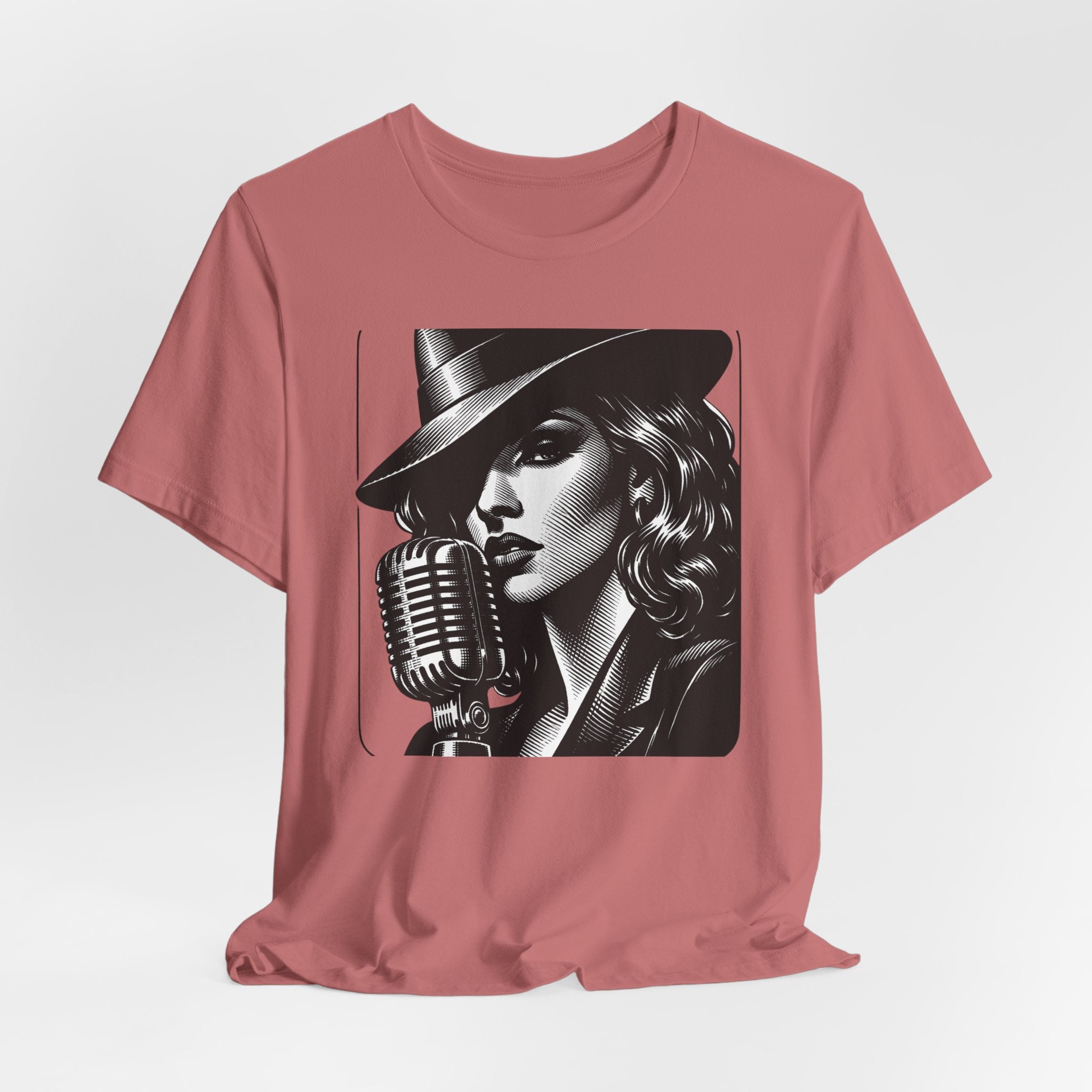 Vintage Jazz Singer T‑Shirt — Retro Microphone Noir Tee