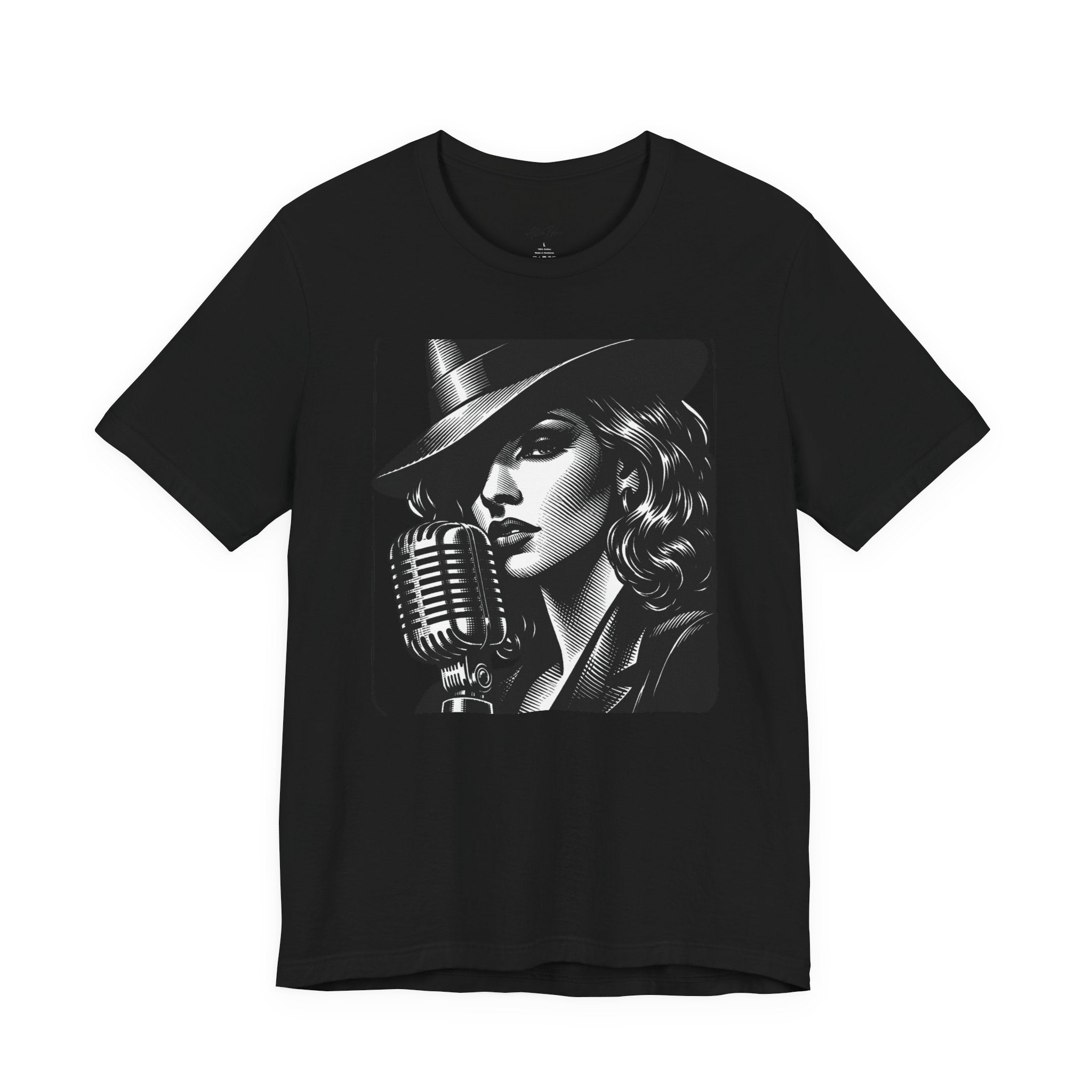 Vintage Jazz Singer T‑Shirt — Retro Microphone Noir Tee