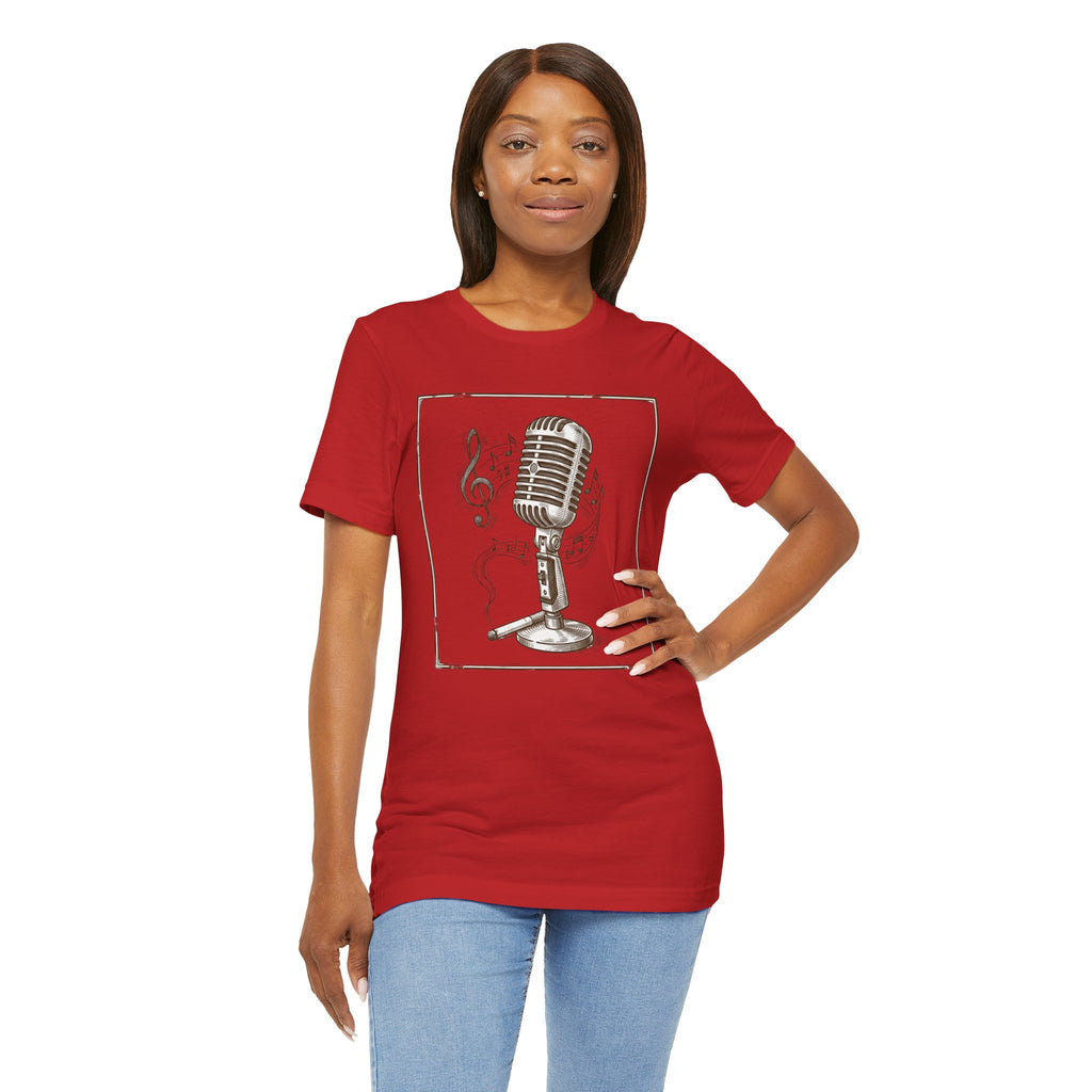 Vintage Microphone Music T‑Shirt – Retro Mic & Treble Clef Graphic Tee