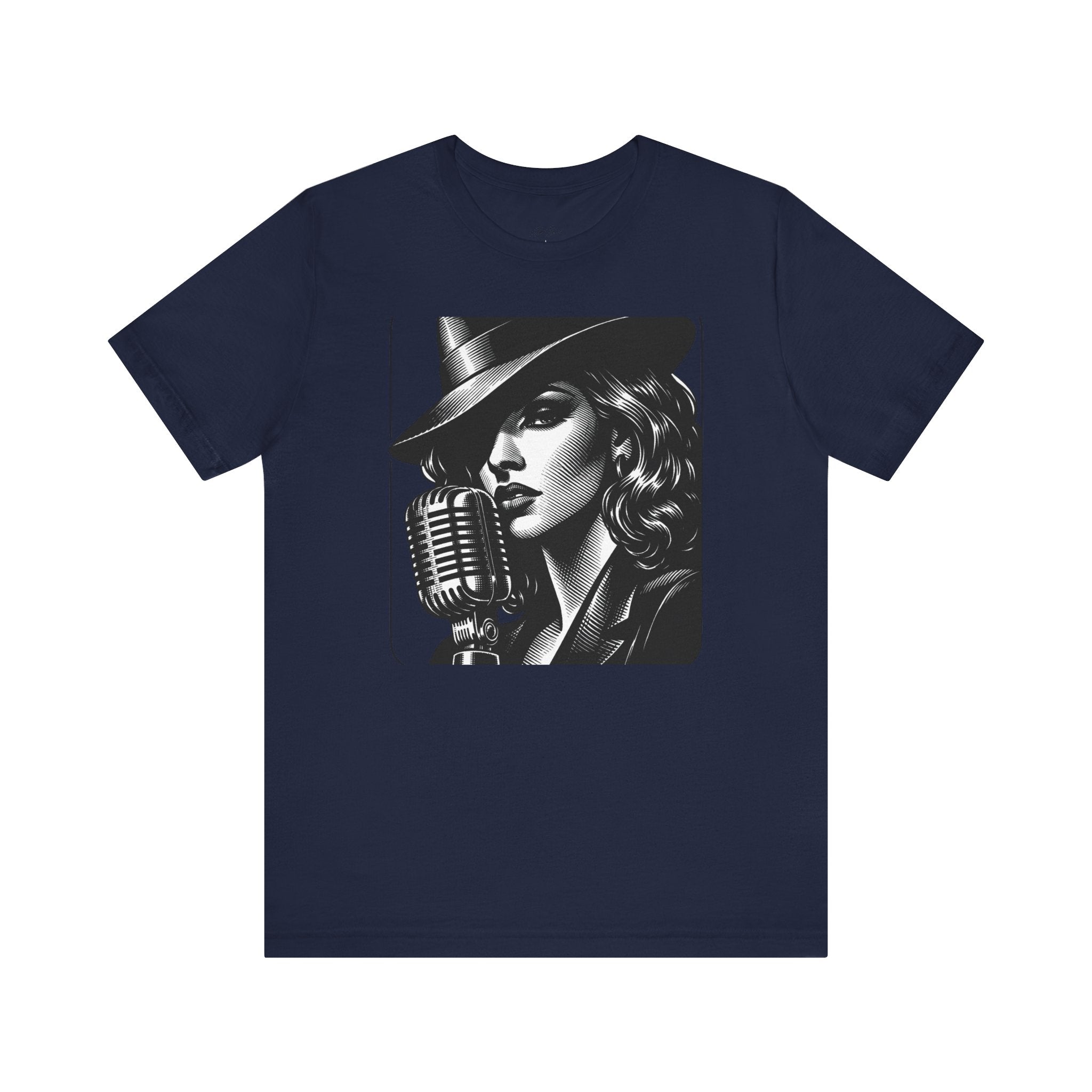 Vintage Jazz Singer T‑Shirt — Retro Microphone Noir Tee