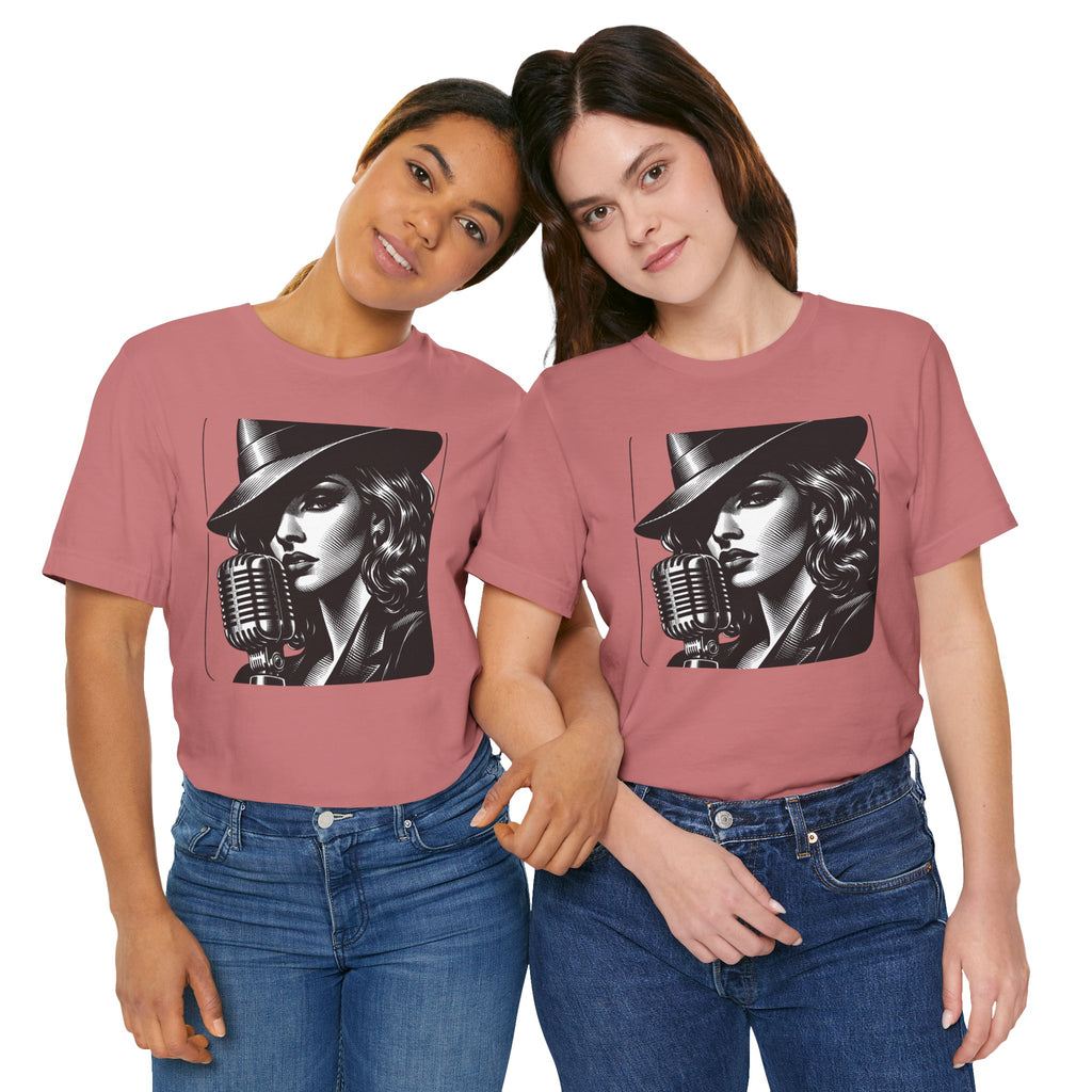 Vintage Jazz Singer T‑Shirt — Retro Microphone Noir Tee