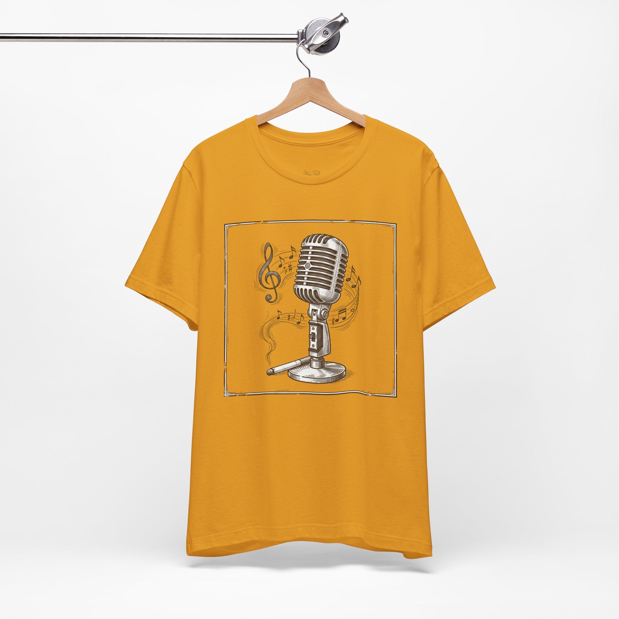 Vintage Microphone Music T‑Shirt – Retro Mic & Treble Clef Graphic Tee