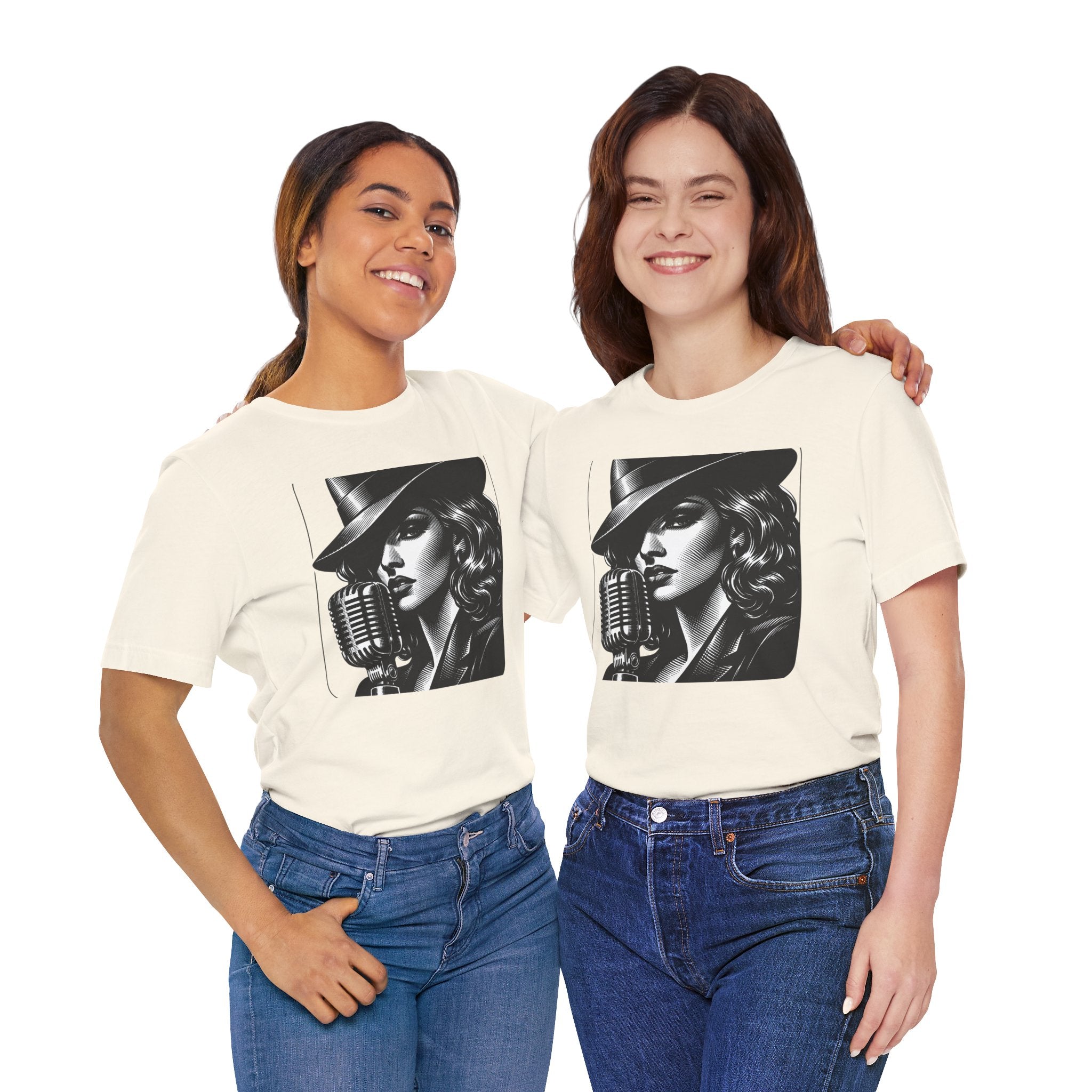 Vintage Jazz Singer T‑Shirt — Retro Microphone Noir Tee