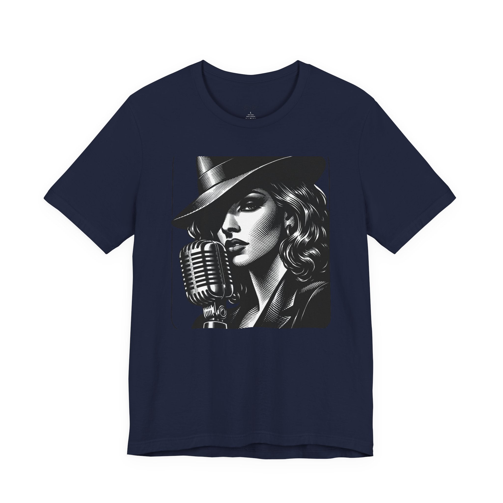 Vintage Jazz Singer T‑Shirt — Retro Microphone Noir Tee