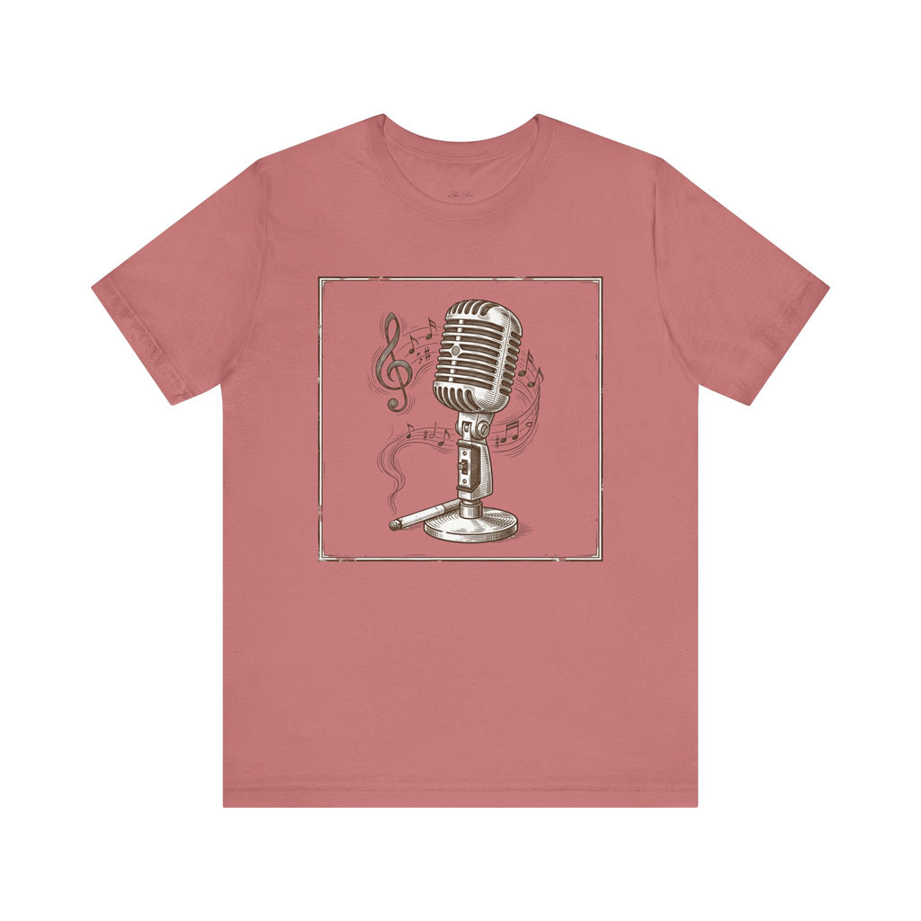 Vintage Microphone Music T‑Shirt – Retro Mic & Treble Clef Graphic Tee