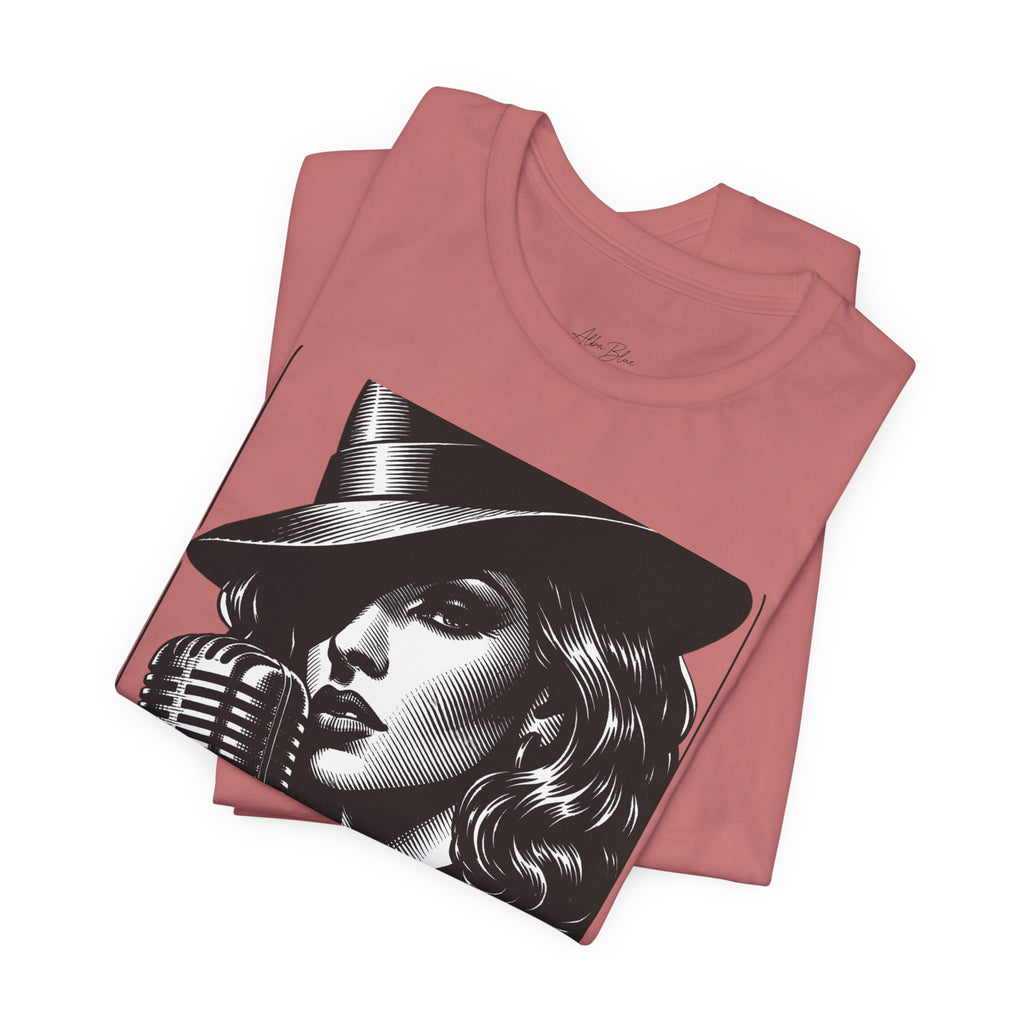 Vintage Jazz Singer T‑Shirt — Retro Microphone Noir Tee