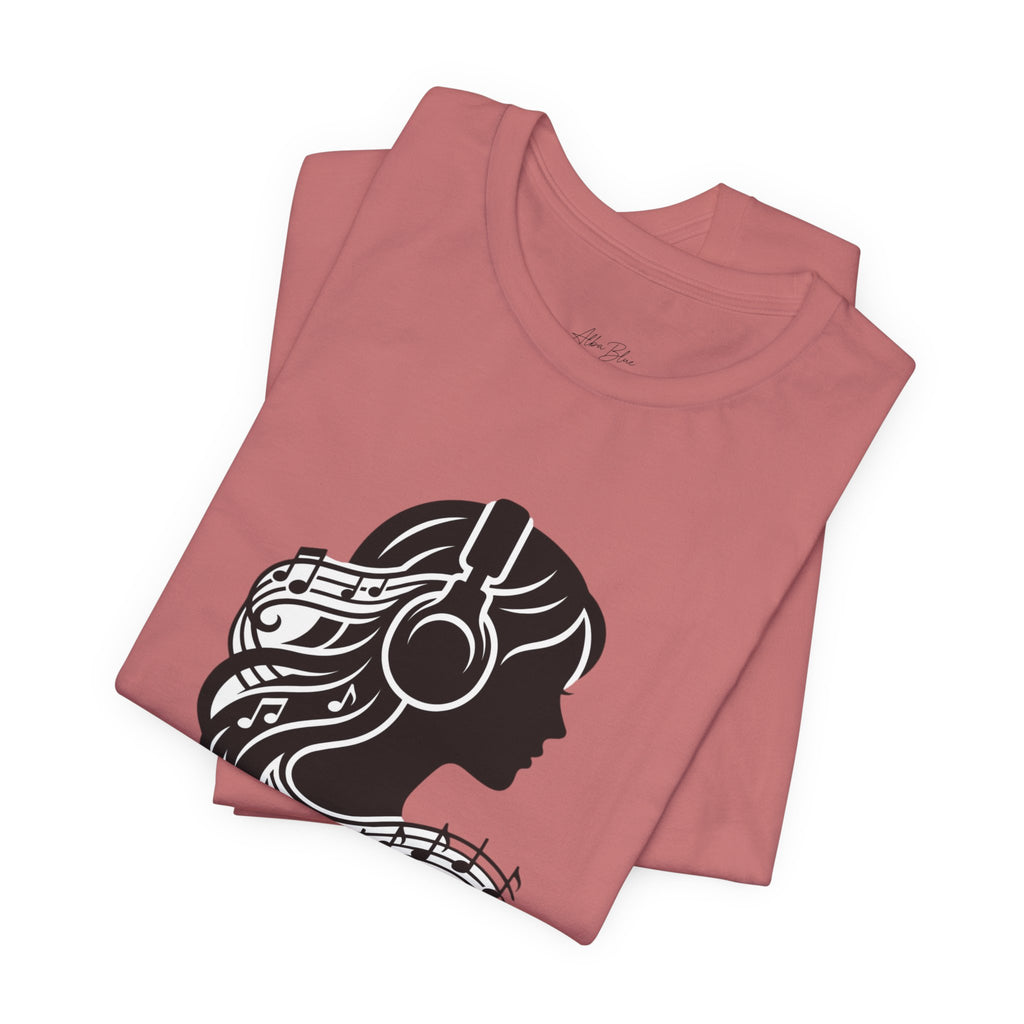 Music Lover Tee — Headphones & Musical Notes Silhouette
