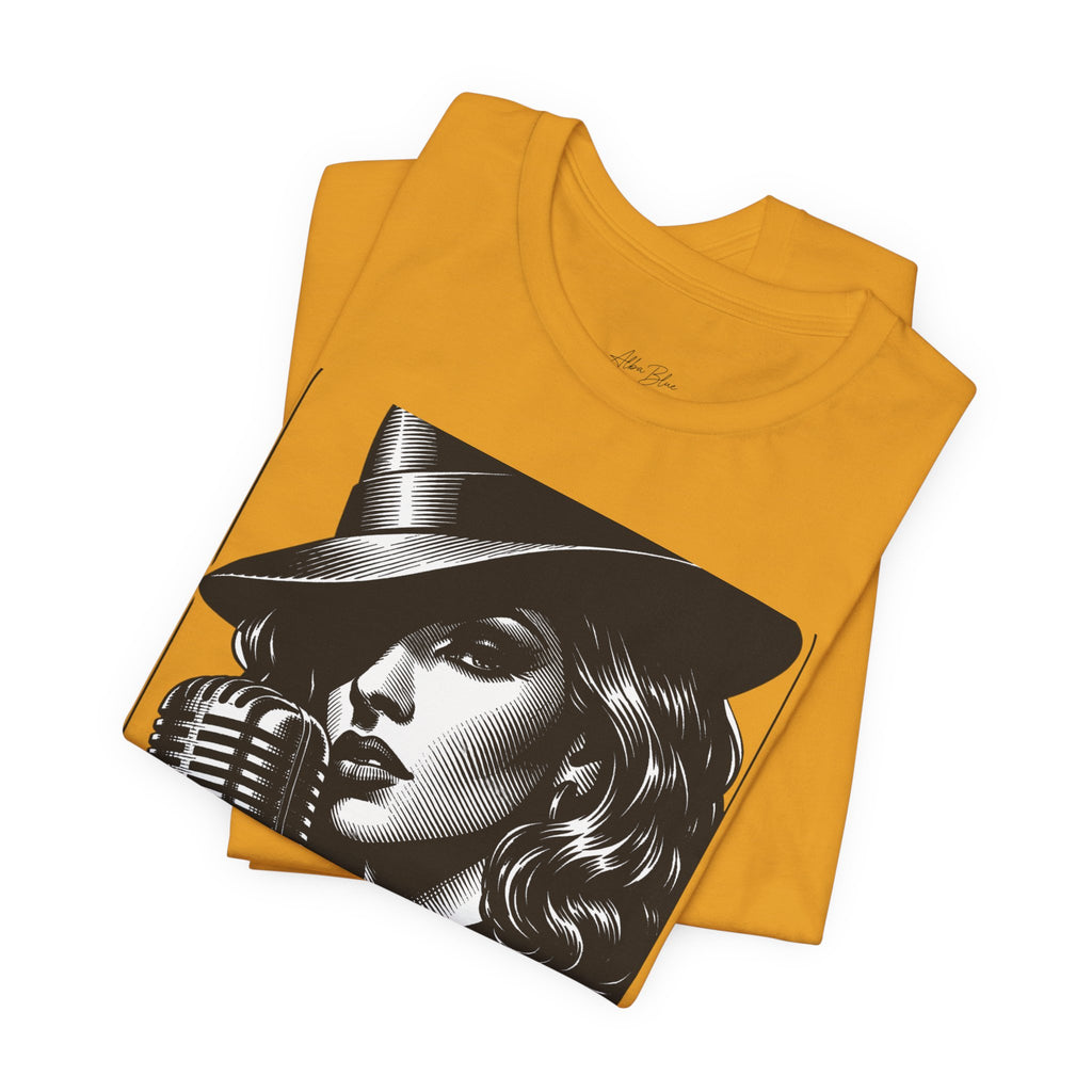 Vintage Jazz Singer T‑Shirt — Retro Microphone Noir Tee
