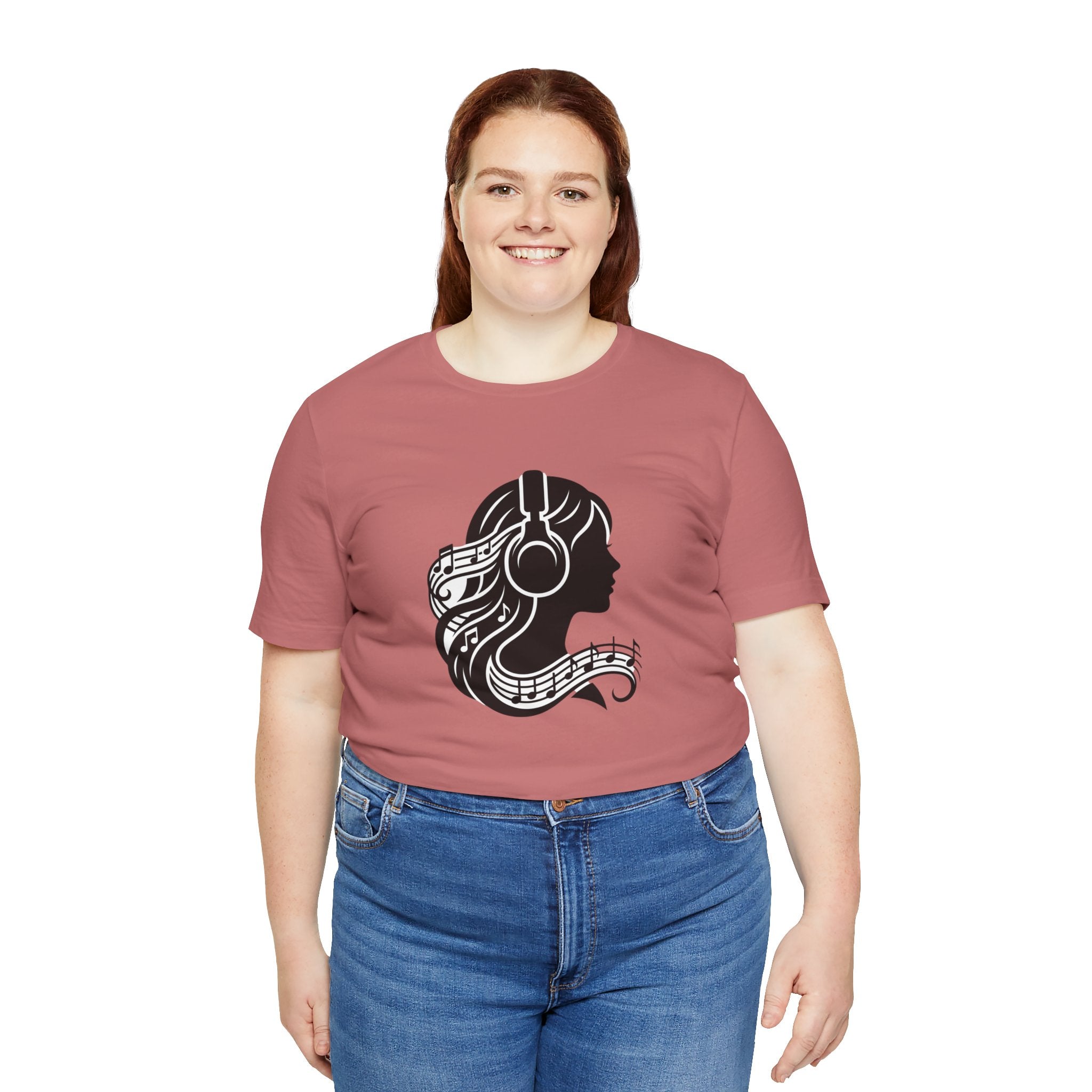 Music Lover Tee — Headphones & Musical Notes Silhouette