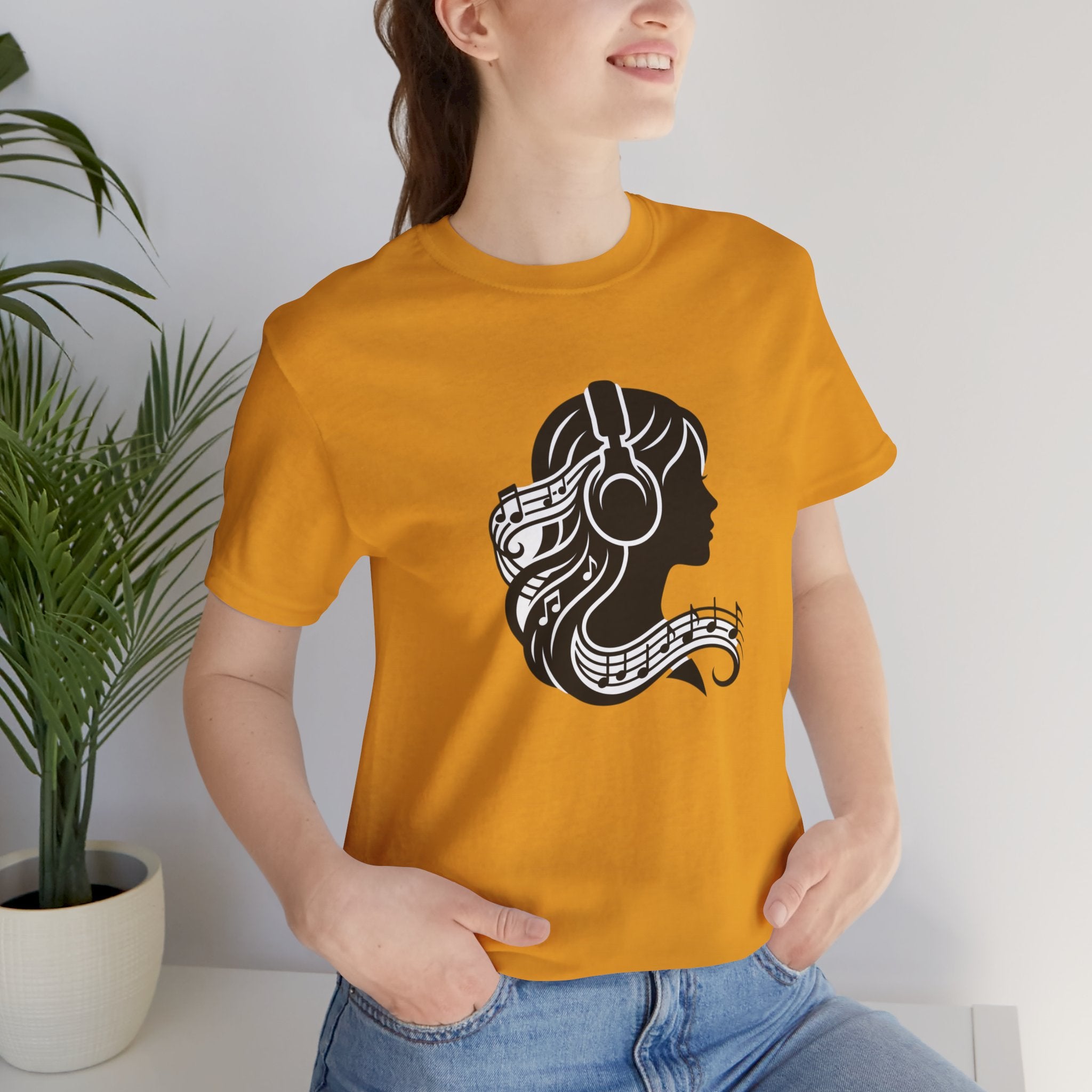 Music Lover Tee — Headphones & Musical Notes Silhouette