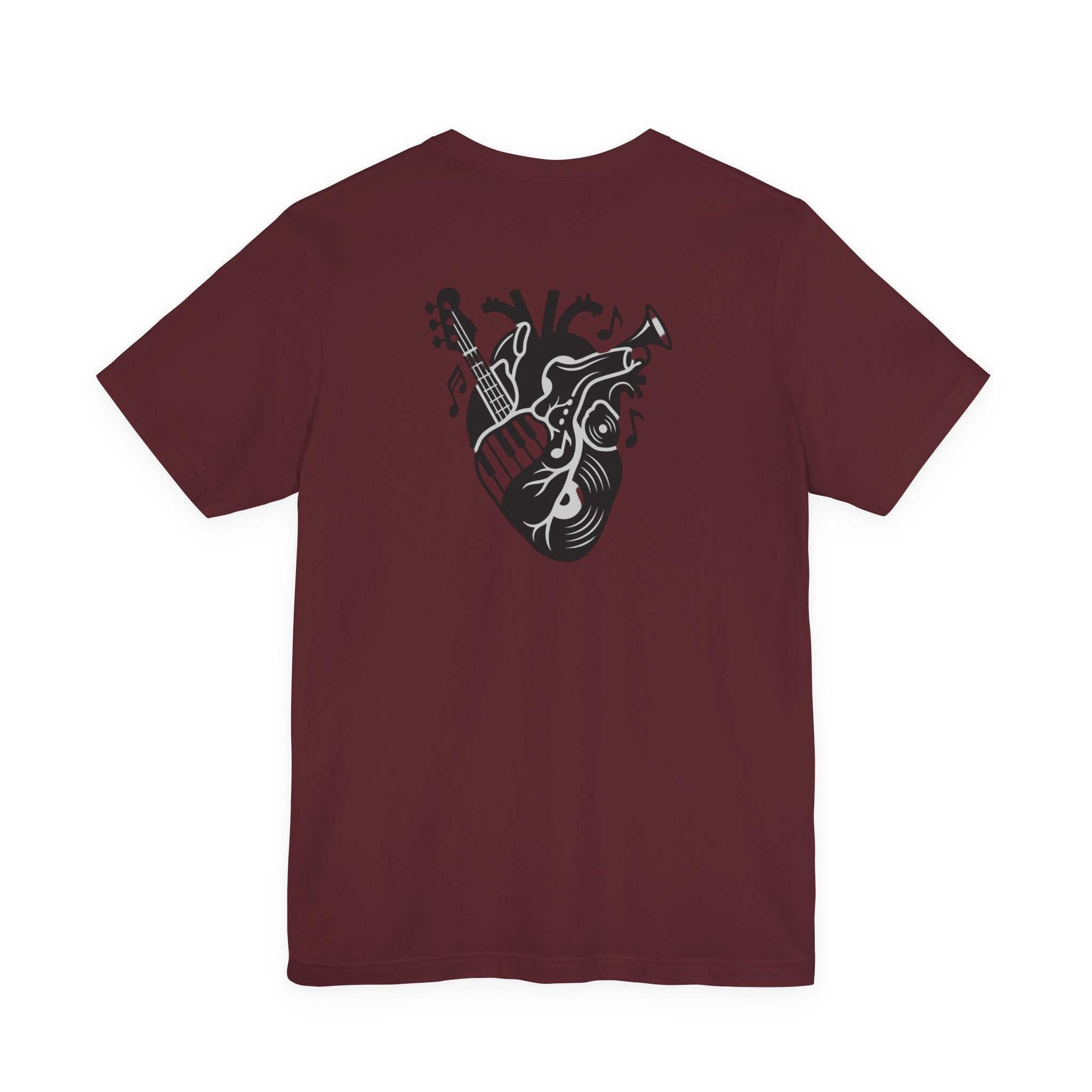 Music Heart Graphic Tee — Anatomical Heart with Instruments T-Shirt