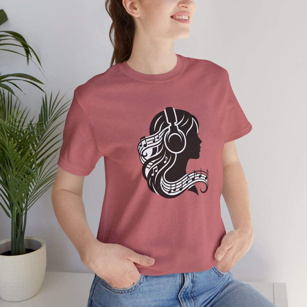 Music Lover Tee — Headphones & Musical Notes Silhouette