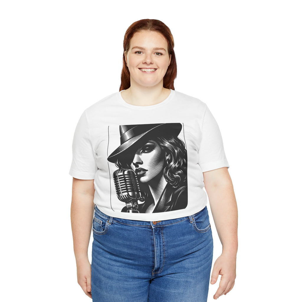 Vintage Jazz Singer T‑Shirt — Retro Microphone Noir Tee