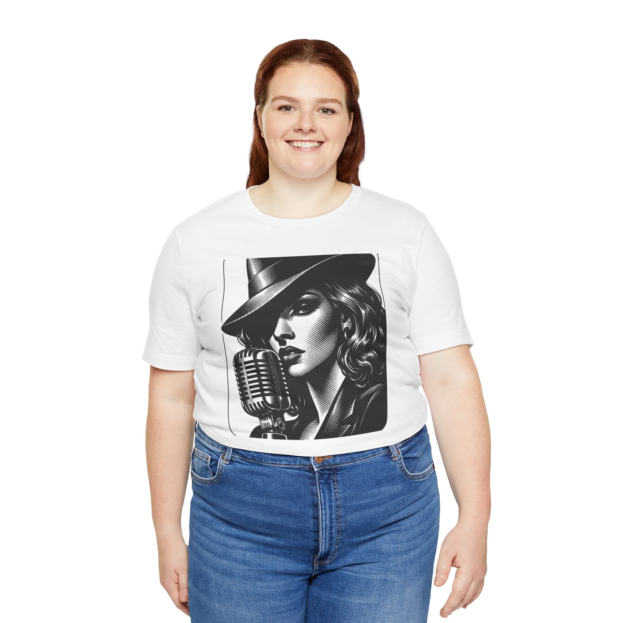 Vintage Jazz Singer T‑Shirt — Retro Microphone Noir Tee