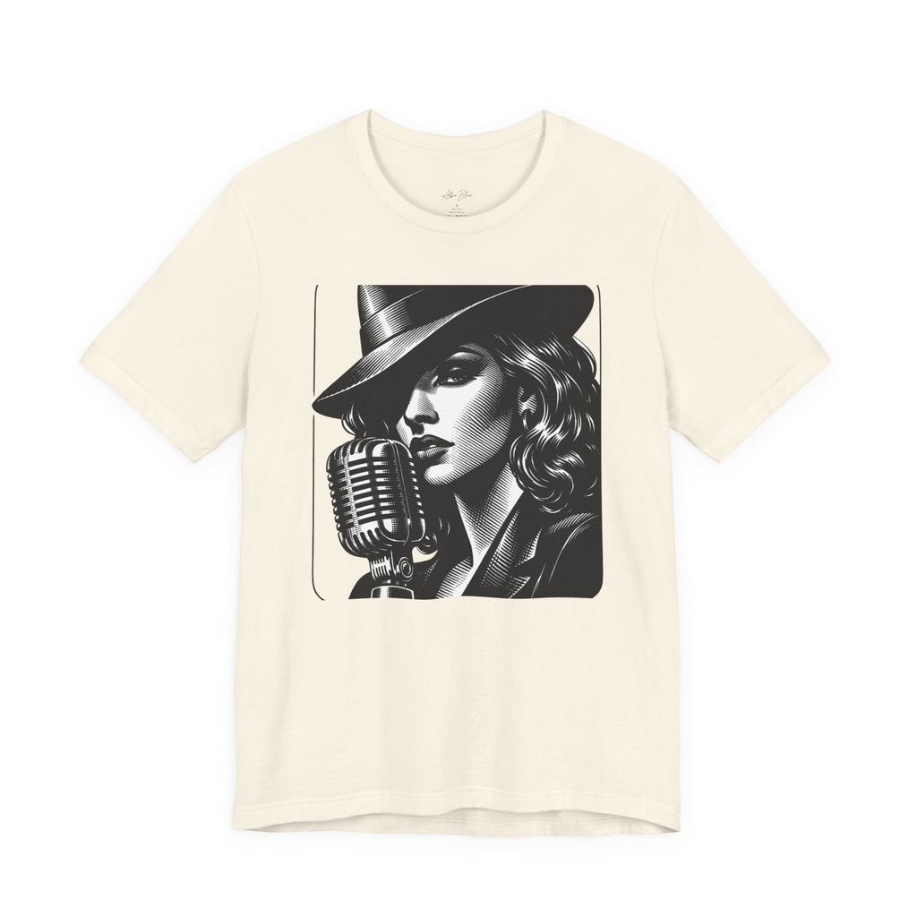 Vintage Jazz Singer T‑Shirt — Retro Microphone Noir Tee