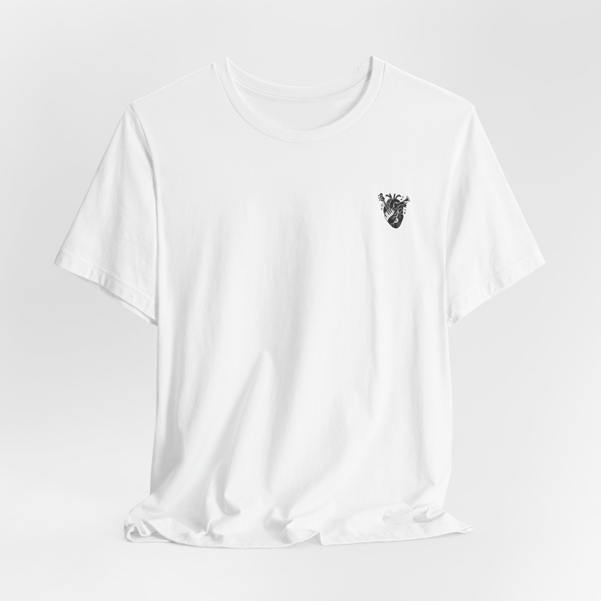 Music Heart Graphic Tee — Anatomical Heart with Instruments T-Shirt