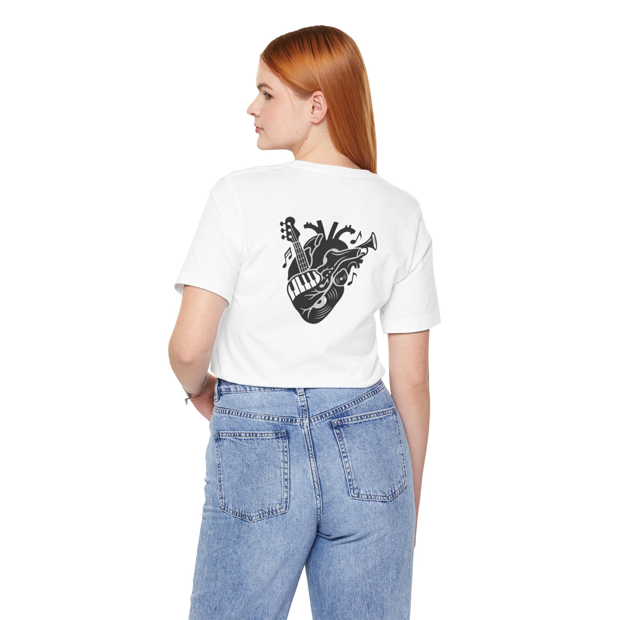 Music Heart Graphic Tee — Anatomical Heart with Instruments T-Shirt