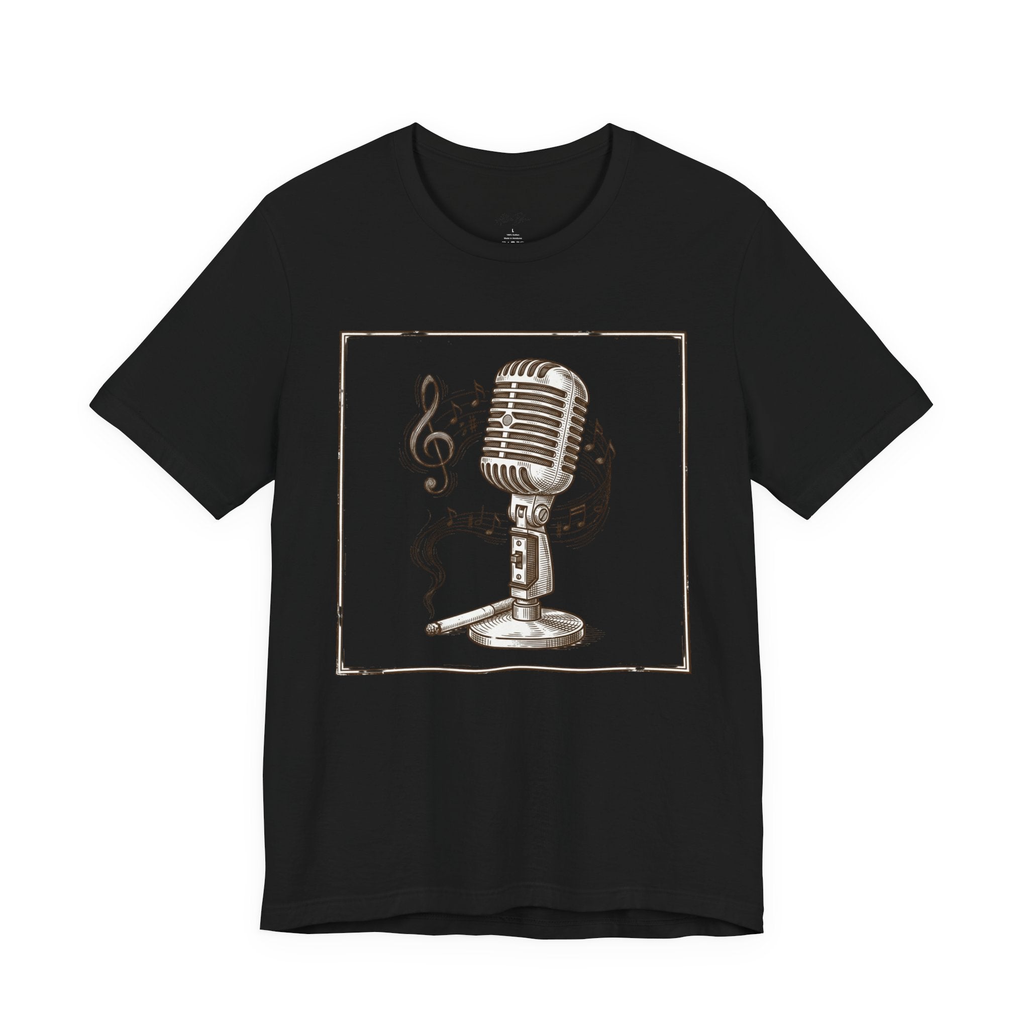 Vintage Microphone Music T‑Shirt – Retro Mic & Treble Clef Graphic Tee