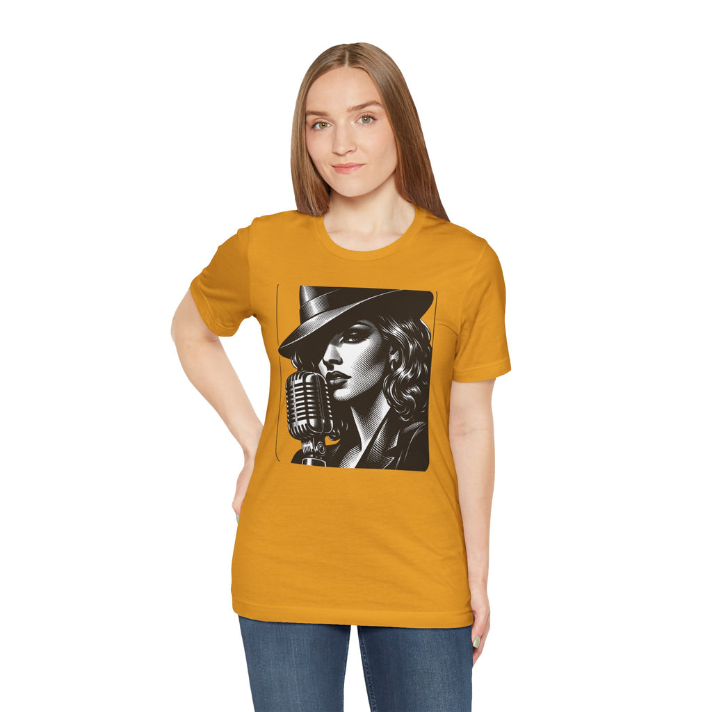 Vintage Jazz Singer T‑Shirt — Retro Microphone Noir Tee