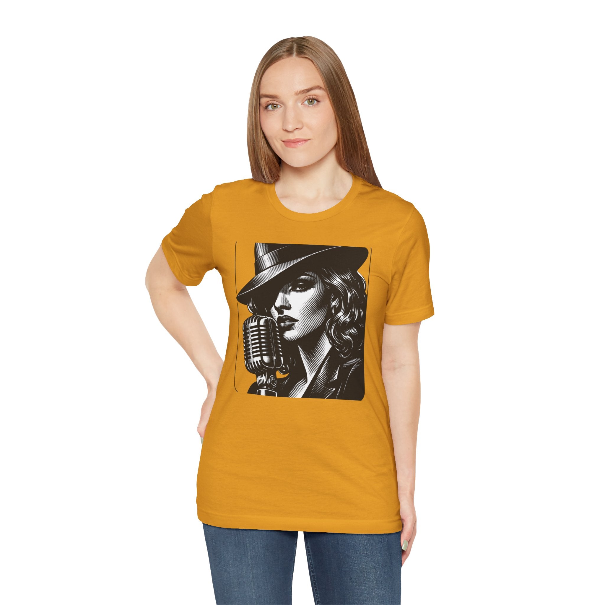 Vintage Jazz Singer T‑Shirt — Retro Microphone Noir Tee