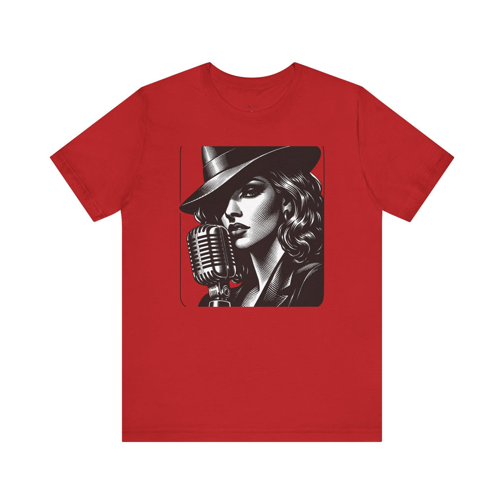 Vintage Jazz Singer T‑Shirt — Retro Microphone Noir Tee