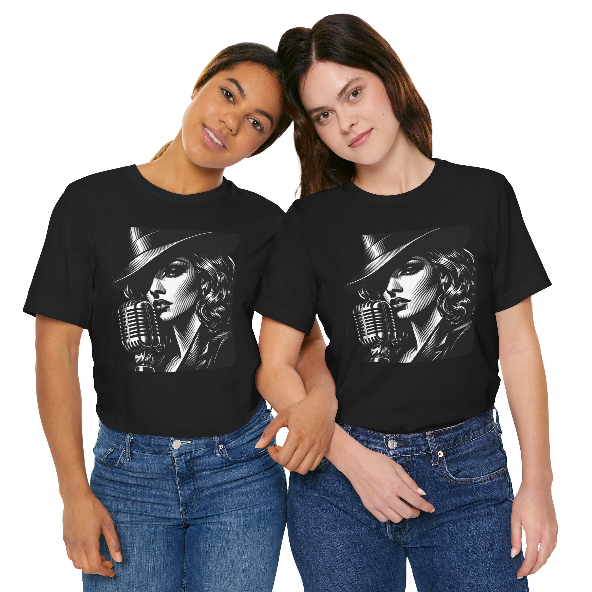 Vintage Jazz Singer T‑Shirt — Retro Microphone Noir Tee