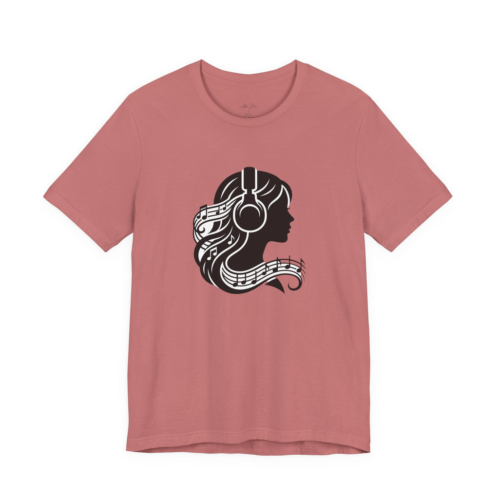 Music Lover Tee — Headphones & Musical Notes Silhouette