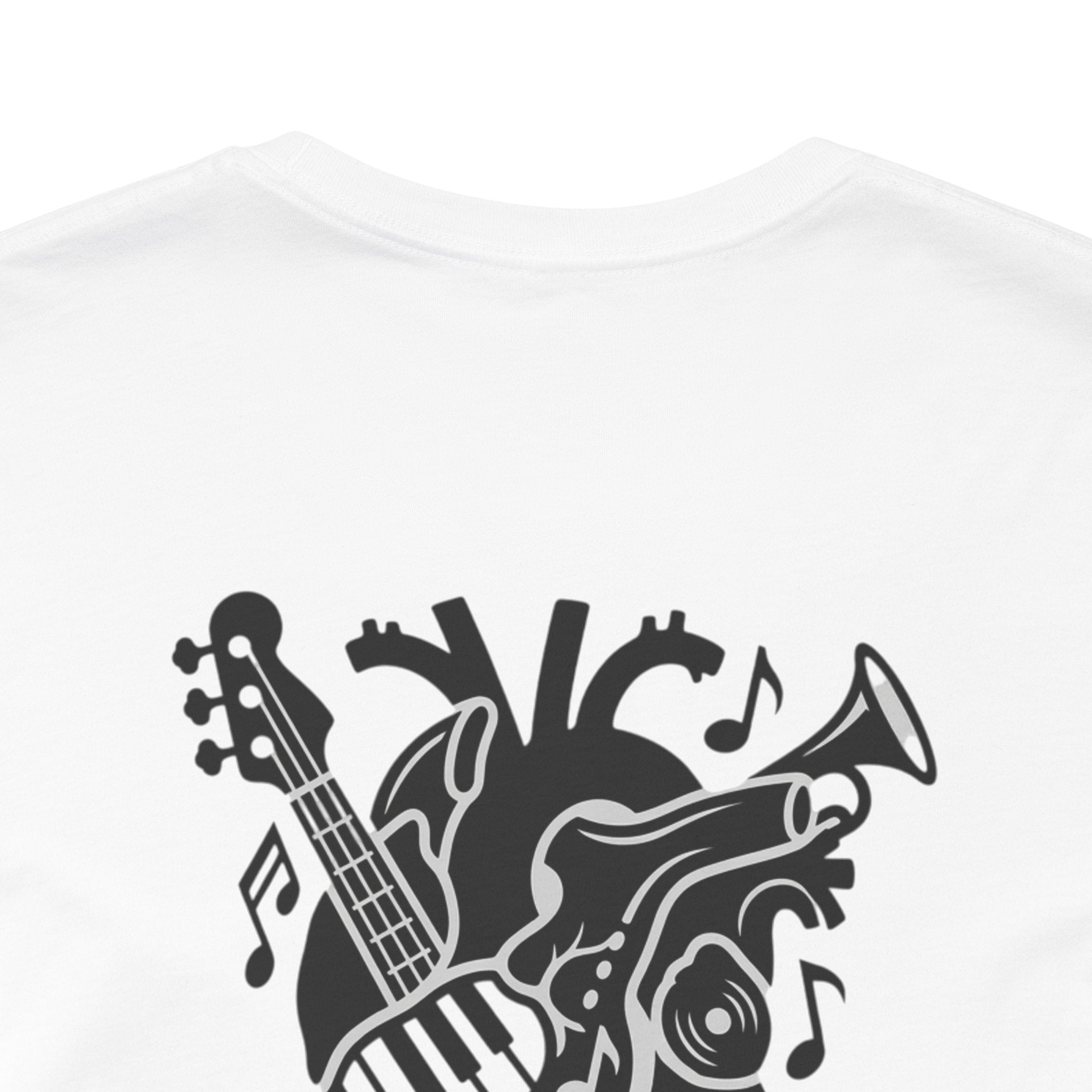 Music Heart Graphic Tee — Anatomical Heart with Instruments T-Shirt
