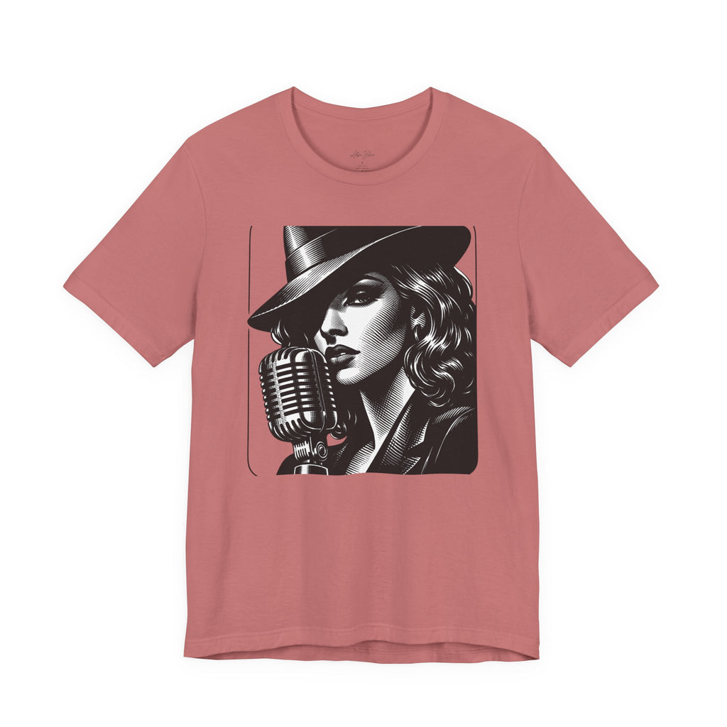 Vintage Jazz Singer T‑Shirt — Retro Microphone Noir Tee