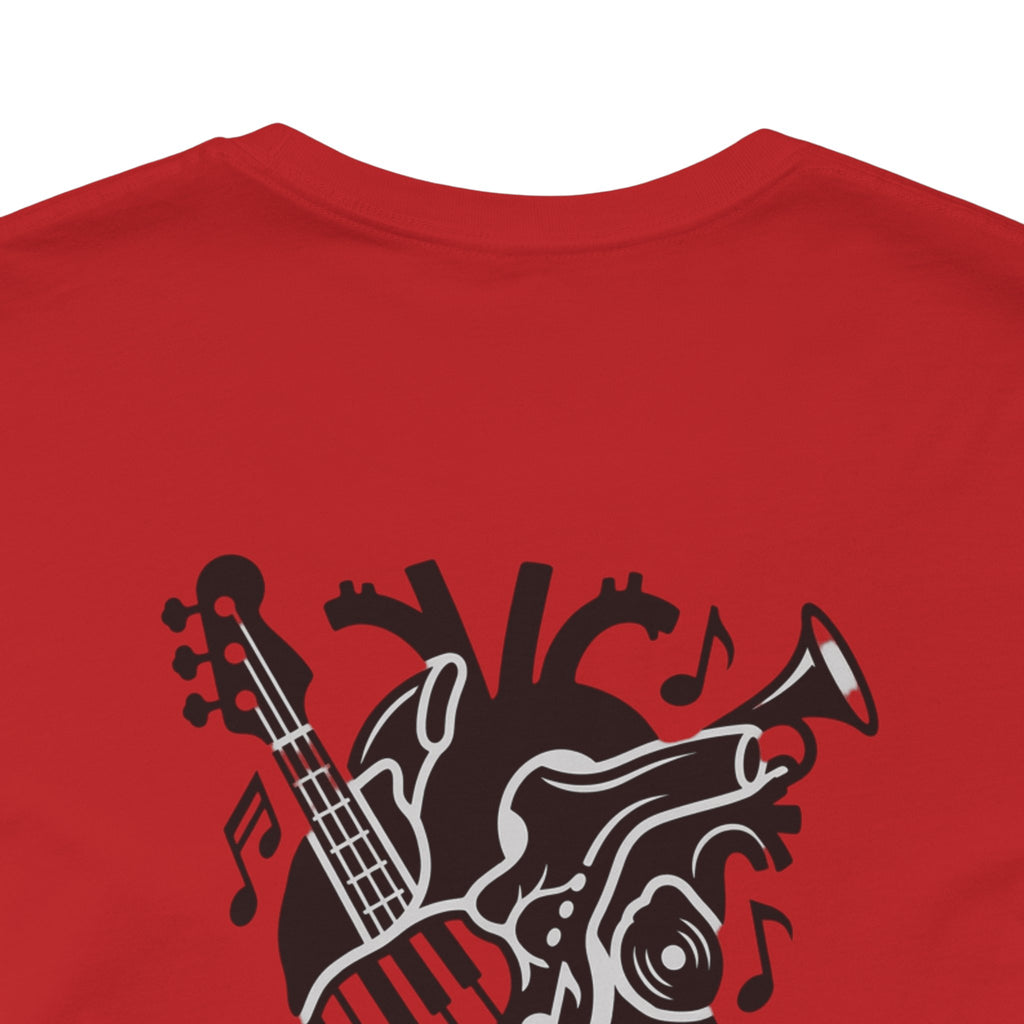 Music Heart Graphic Tee — Anatomical Heart with Instruments T-Shirt