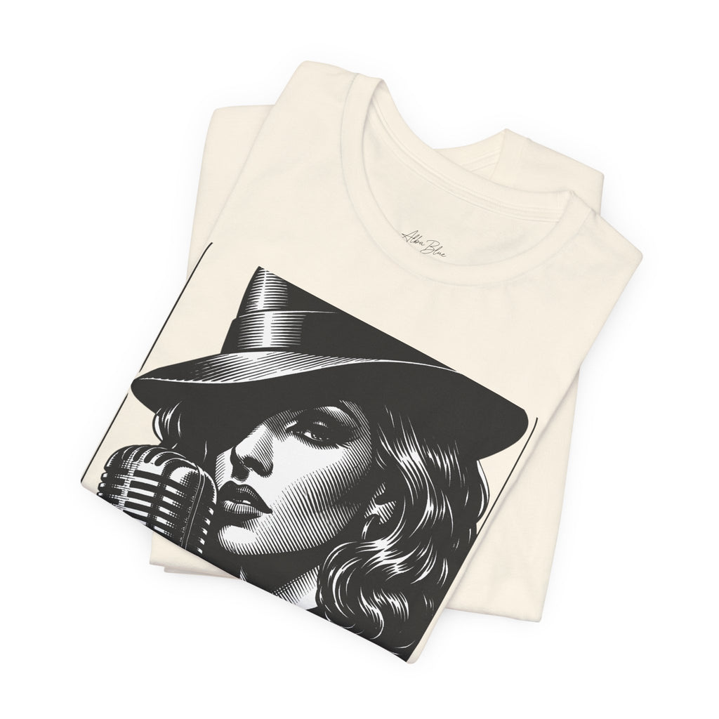 Vintage Jazz Singer T‑Shirt — Retro Microphone Noir Tee