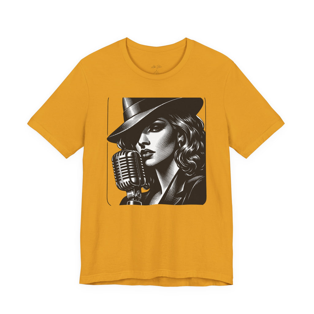 Vintage Jazz Singer T‑Shirt — Retro Microphone Noir Tee