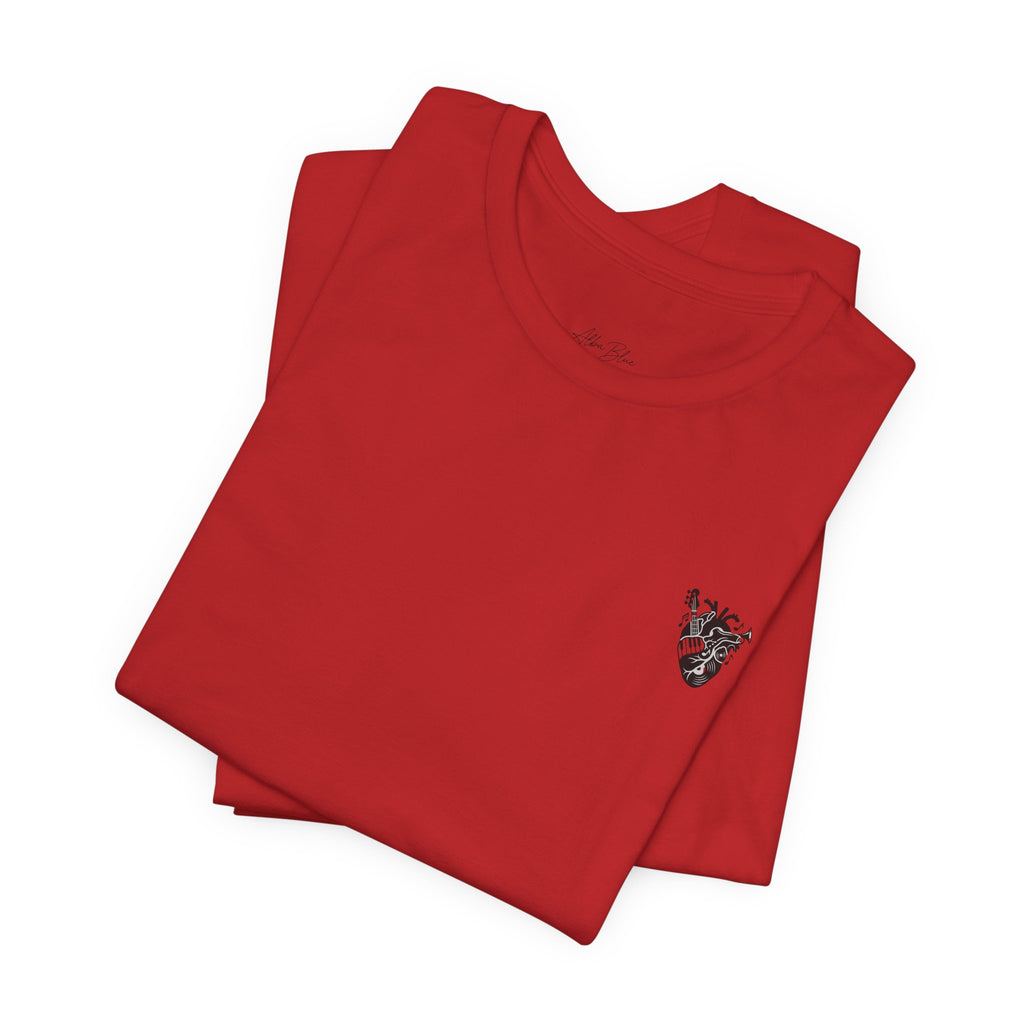 Music Heart Graphic Tee — Anatomical Heart with Instruments T-Shirt