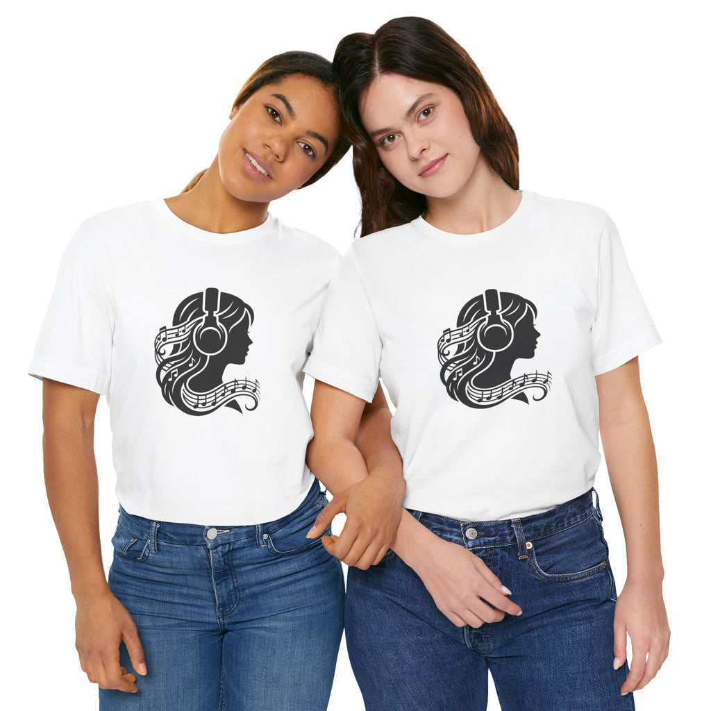 Music Lover Tee — Headphones & Musical Notes Silhouette